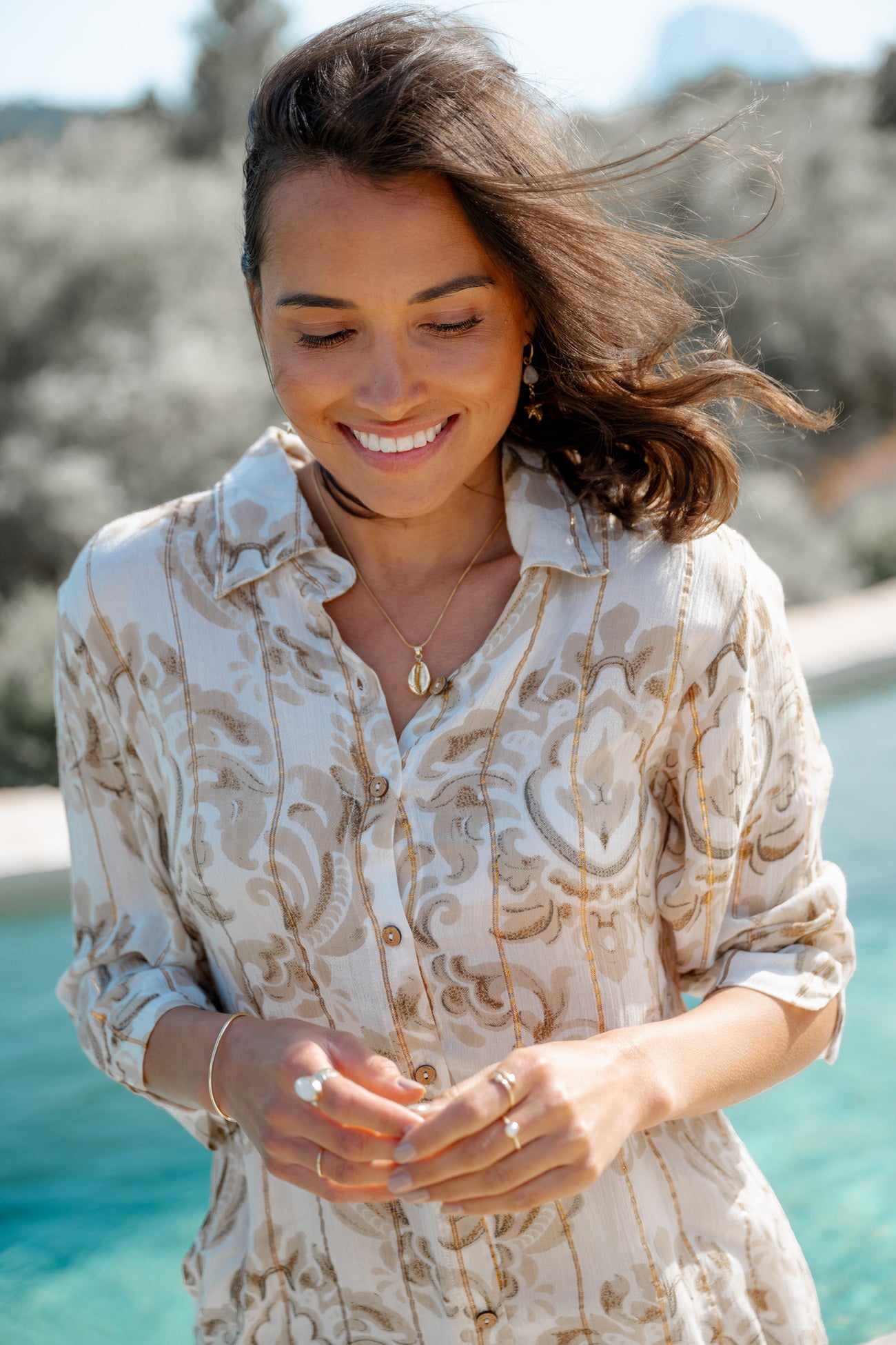 Bohemian blouse in white van ibzmode, Brands of Ibiza