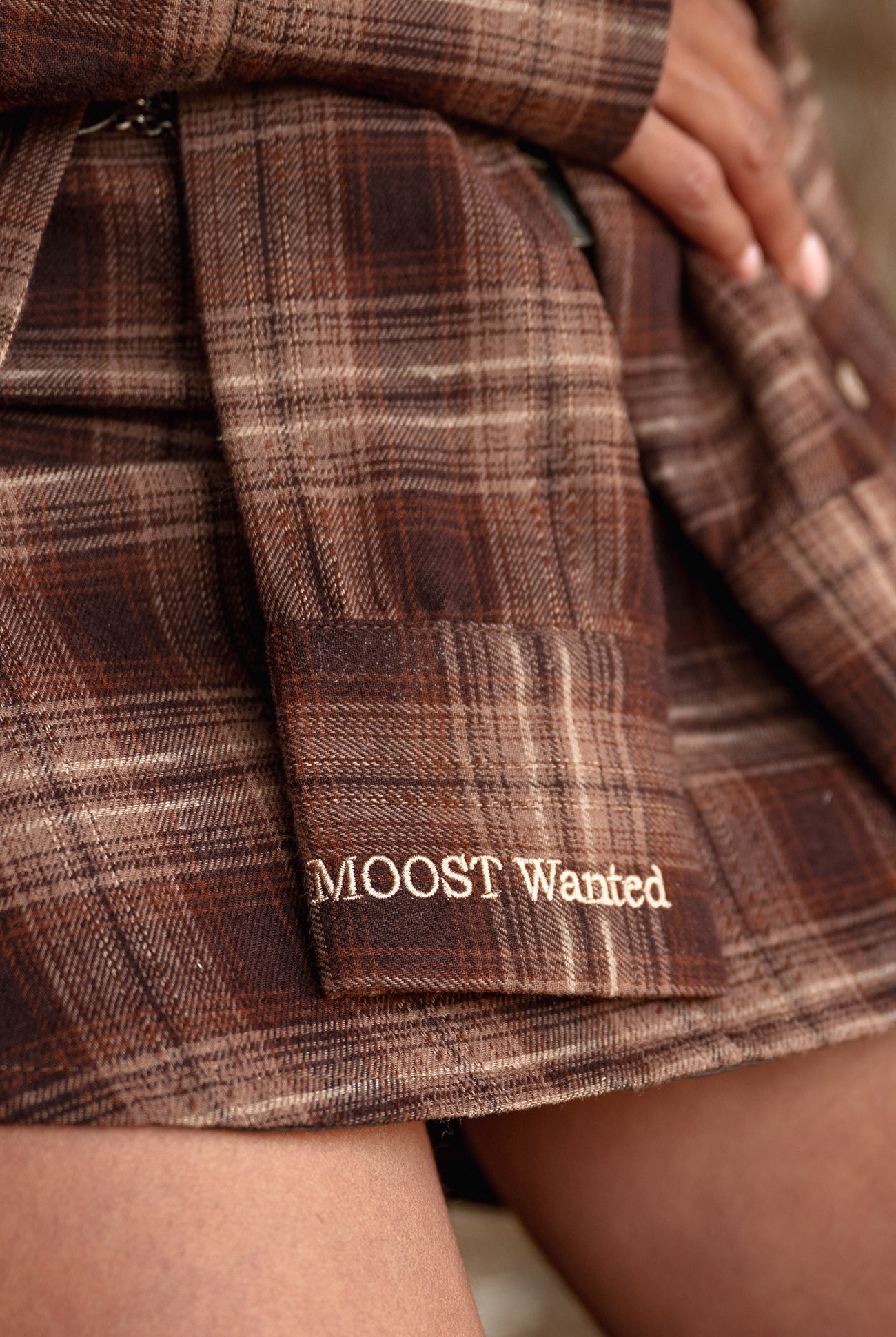 MOOST Wanted Celine Check Skirt Dark Brown geruite boho rok met warme aardetinten