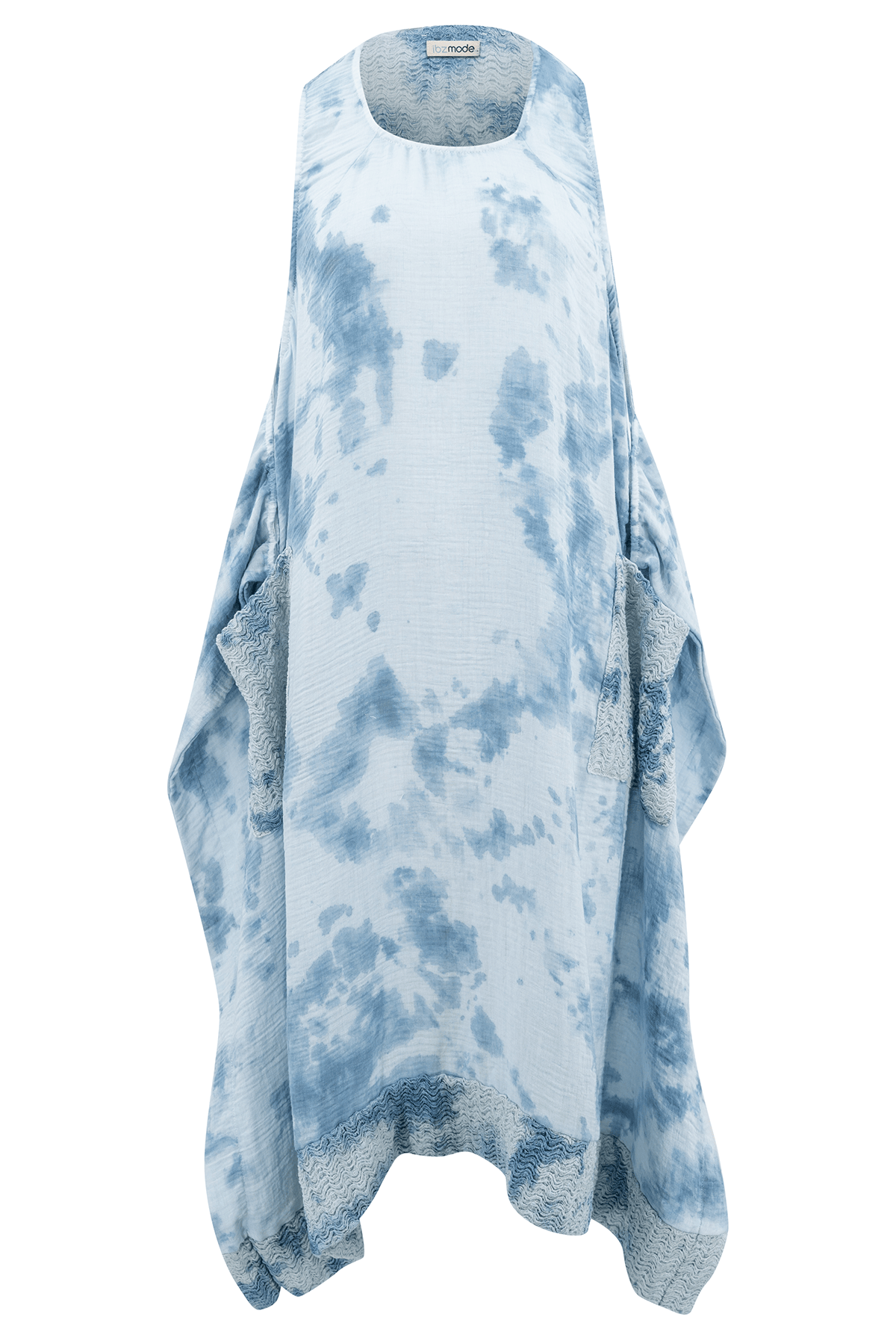 Bohemian dress in blue tie dye from ibzmode, Brands of Ibiza
