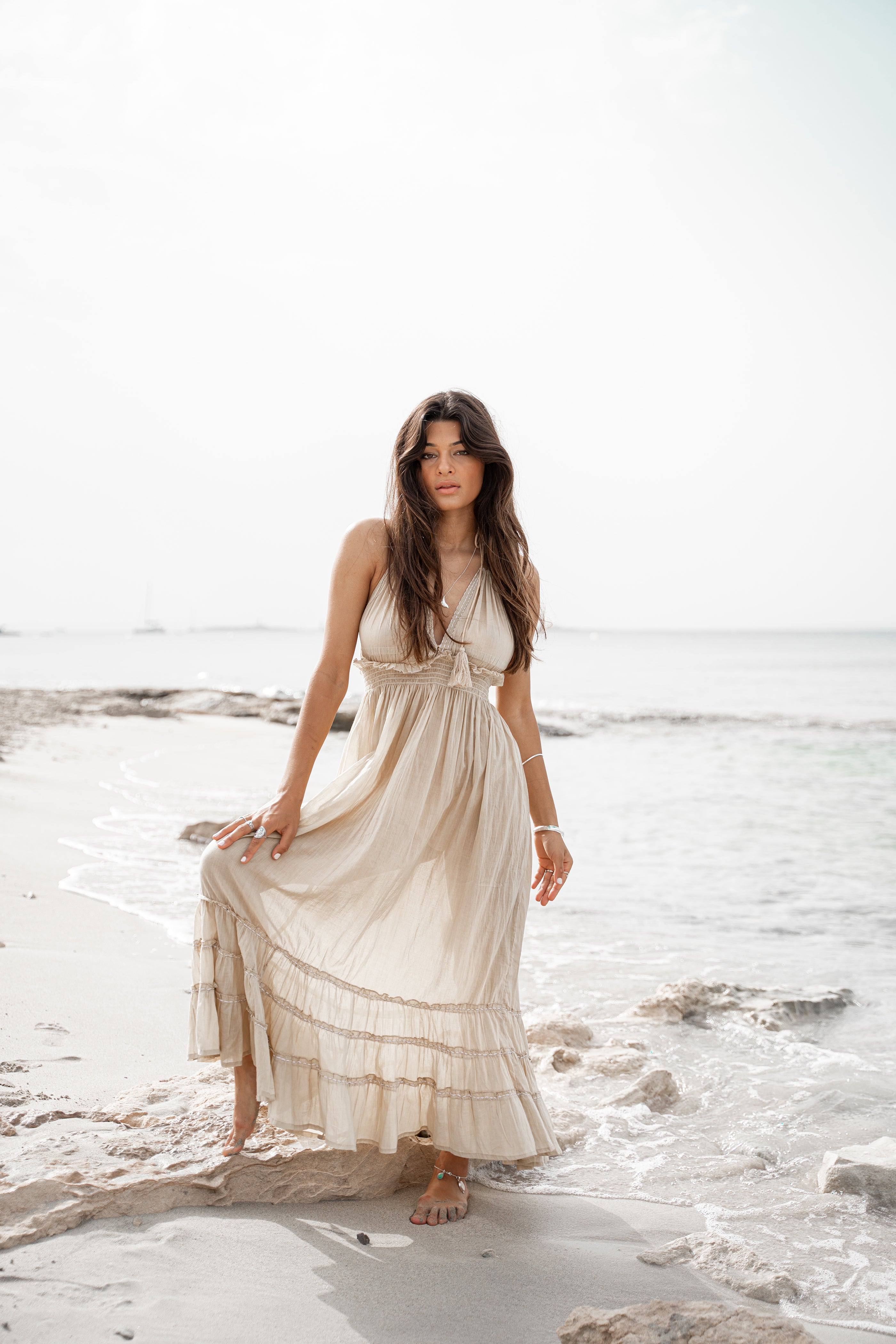 Bohemian jurk in sand van ibzmode, Brands of Ibiza