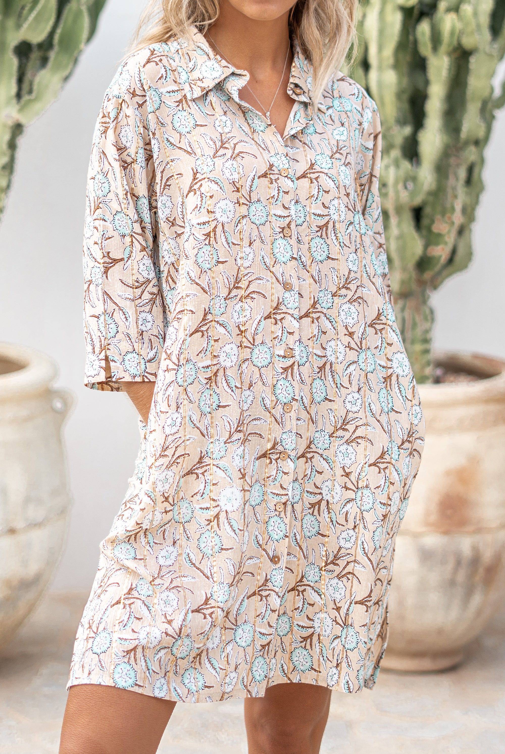 Blusa bohemia en arena de ibzmode, Marcas de Ibiza