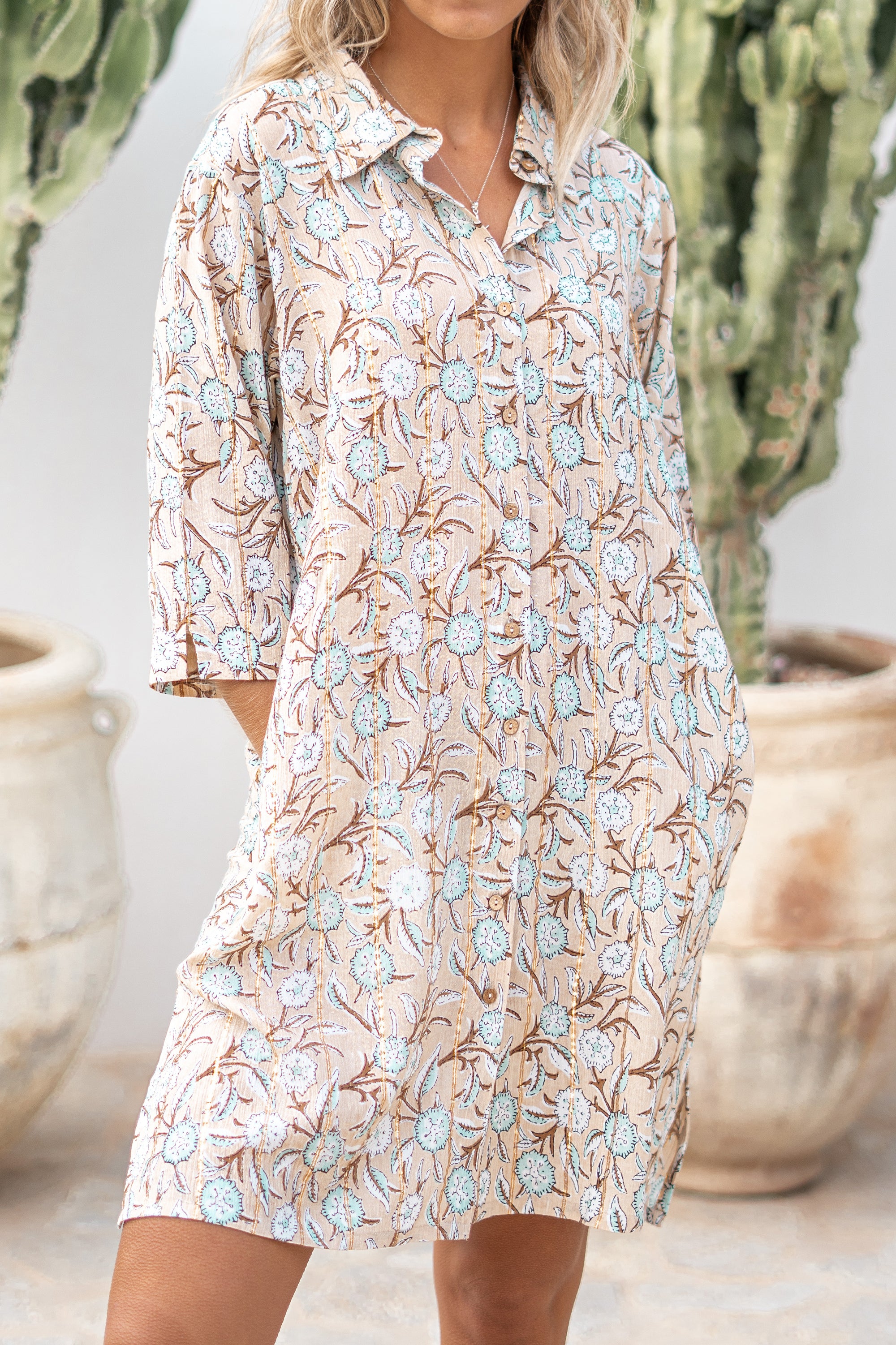 Bohemian blouse in sand van ibzmode, Brands of Ibiza