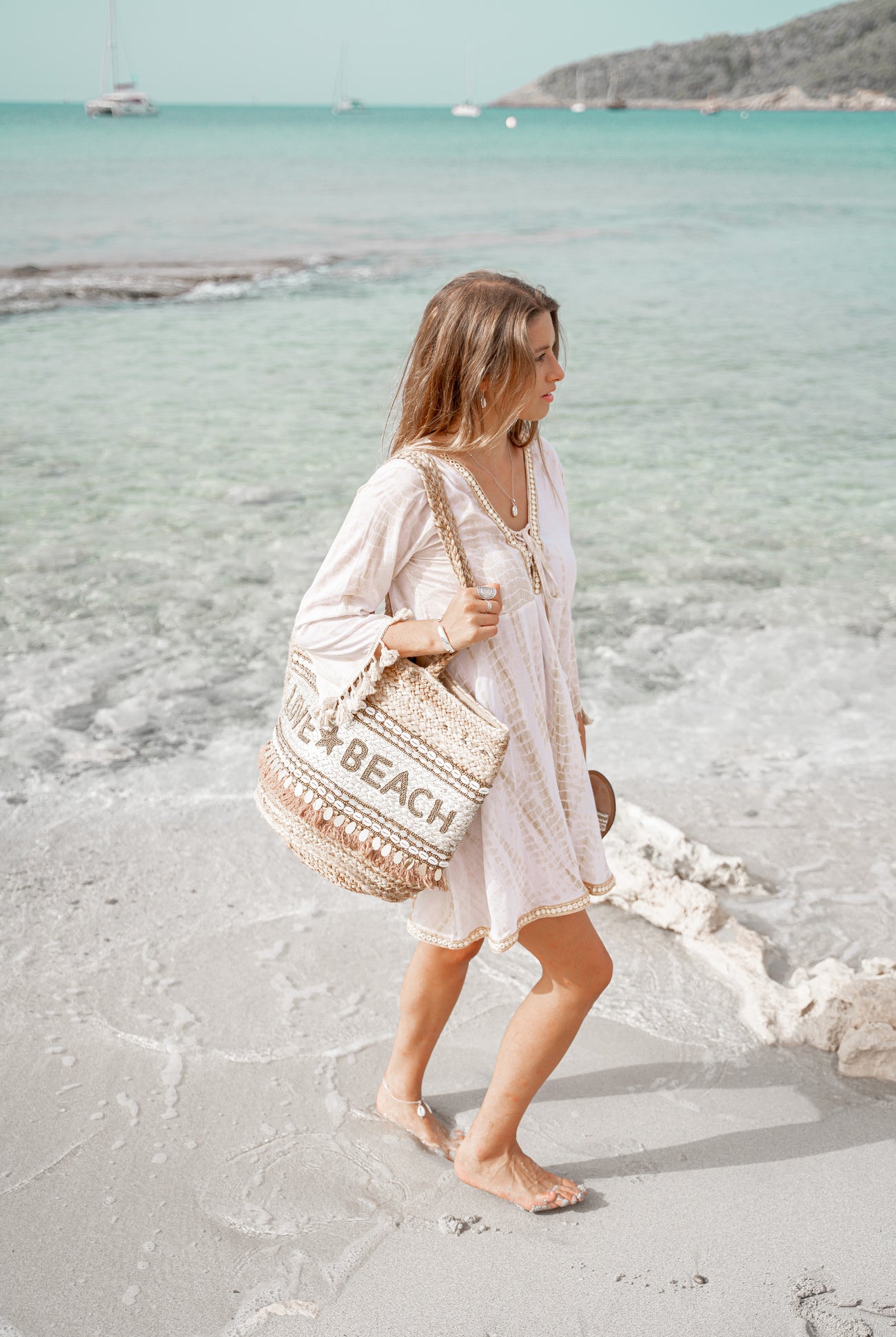 Bohemian dress in tie dye white/ from ibzmode, Brands of Ibiza