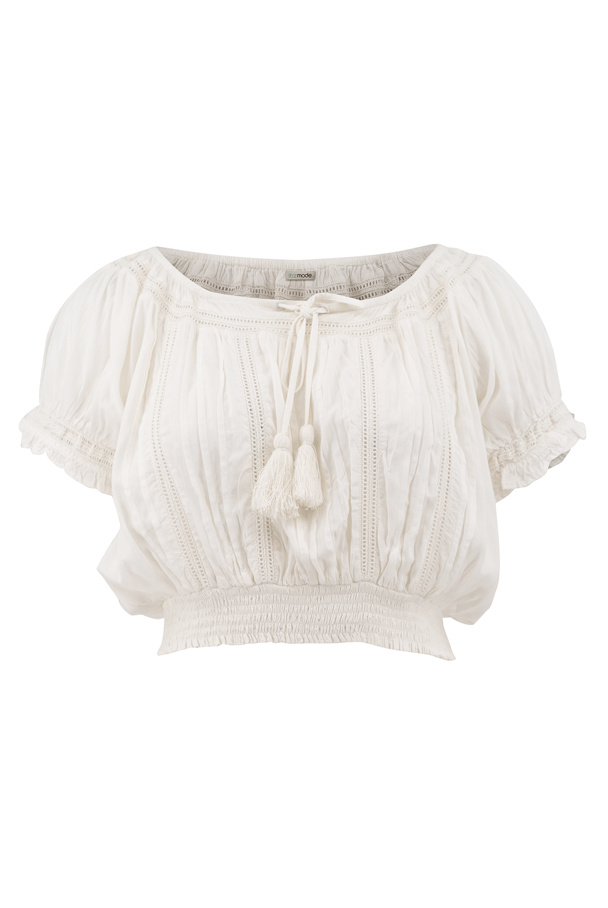 Top bohemio en marfil de ibzmode, Marcas de Ibiza