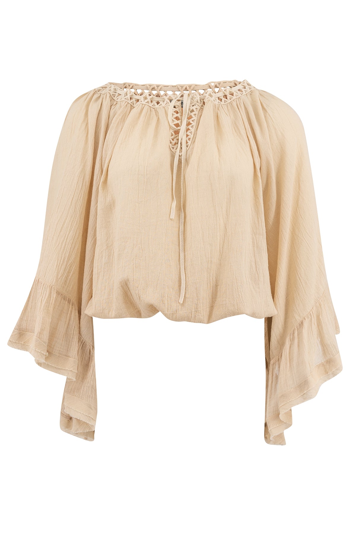 Bohemian blouse in sand van ibzmode, Brands of Ibiza