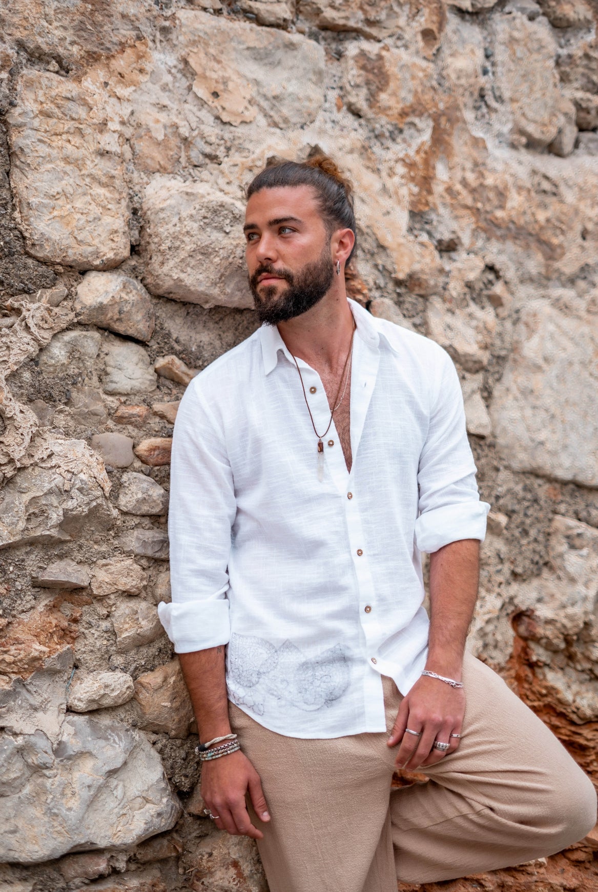 Bohemian blouse in white van ibzmode, Brands of Ibiza