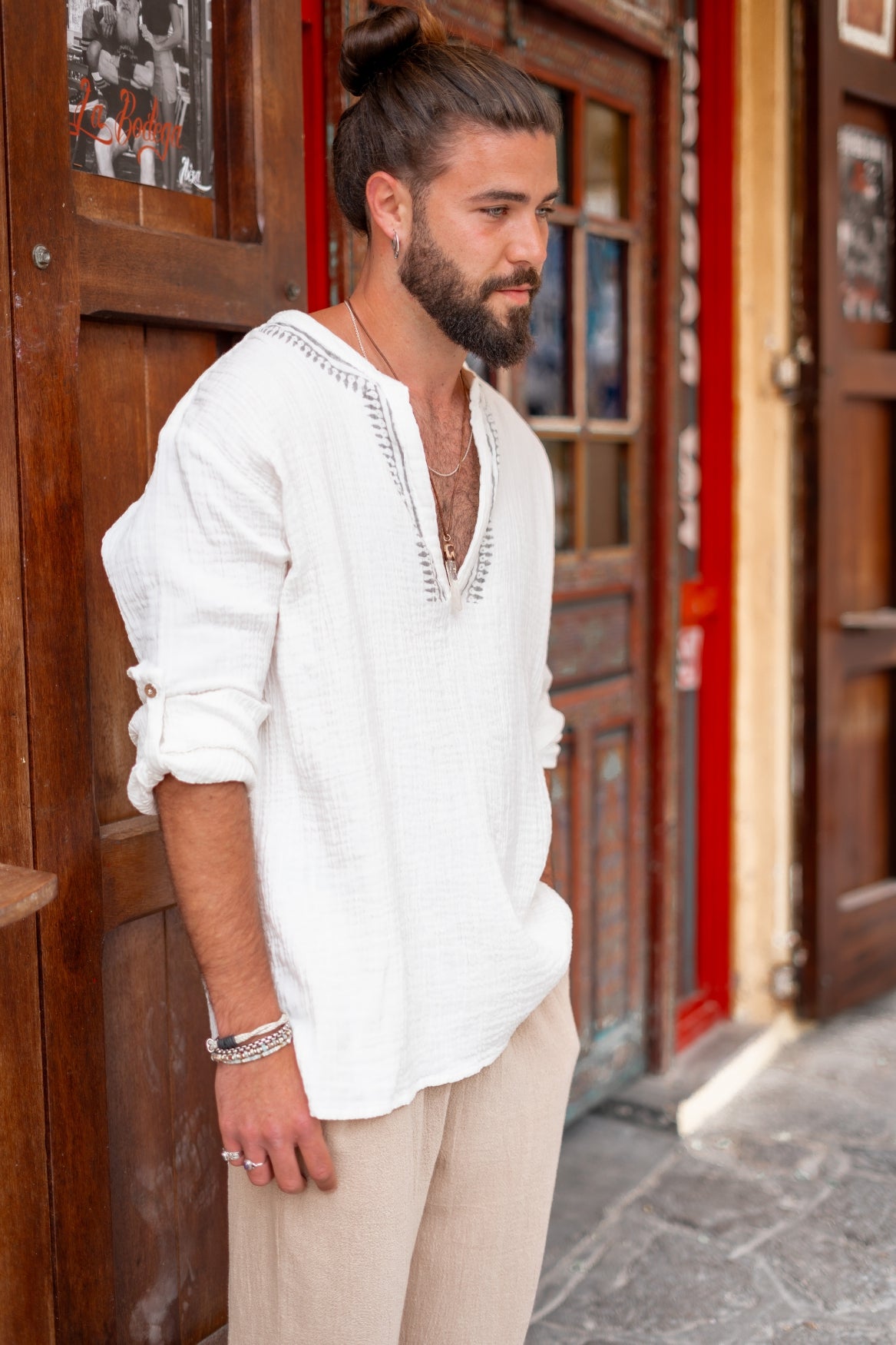 Bohemian blouse in white van ibzmode, Brands of Ibiza