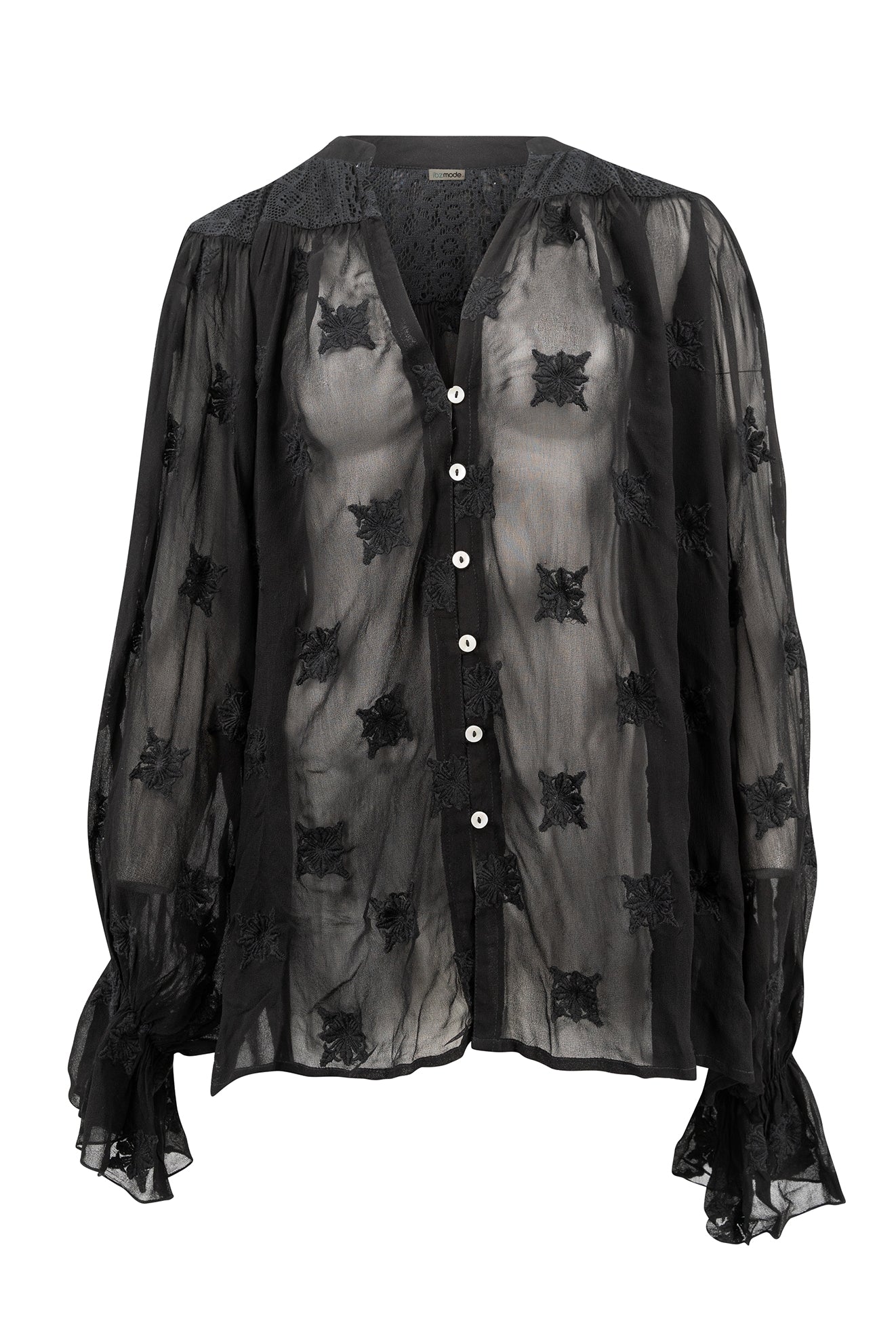 Bohemian blouse in black van ibzmode, Brands of Ibiza