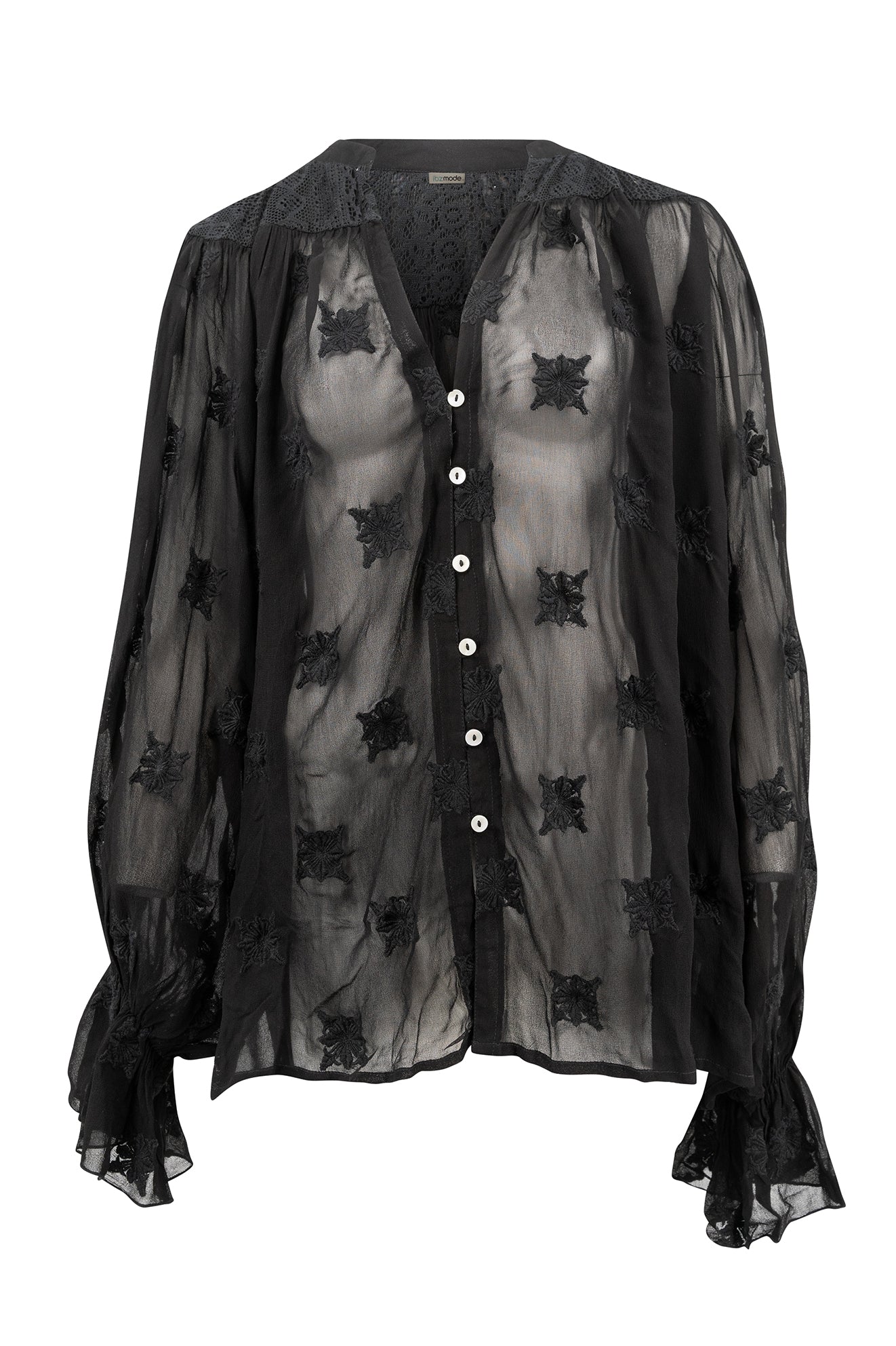 Bohemian blouse in black van ibzmode, Brands of Ibiza