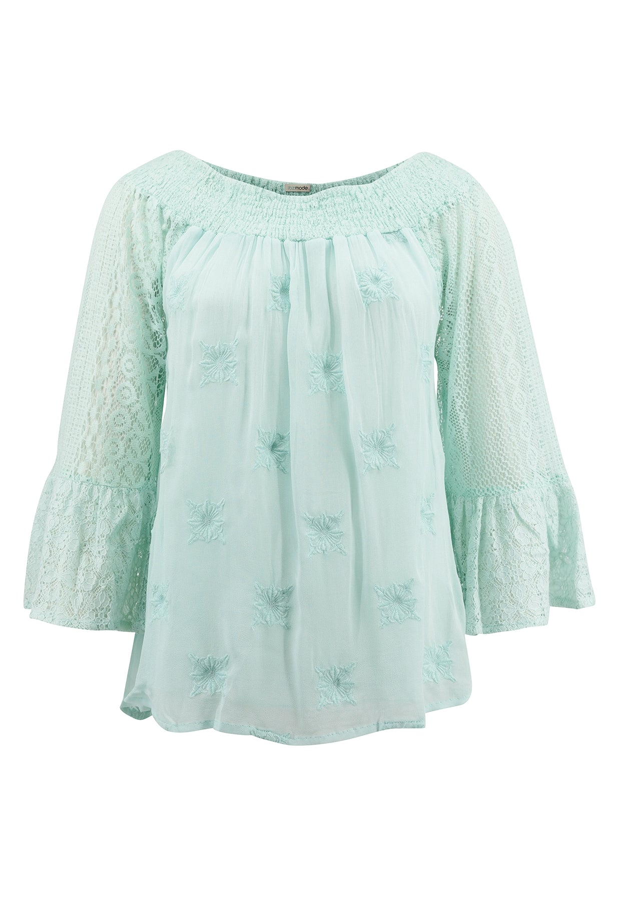 Bohemian blouse in mint van ibzmode, Brands of Ibiza