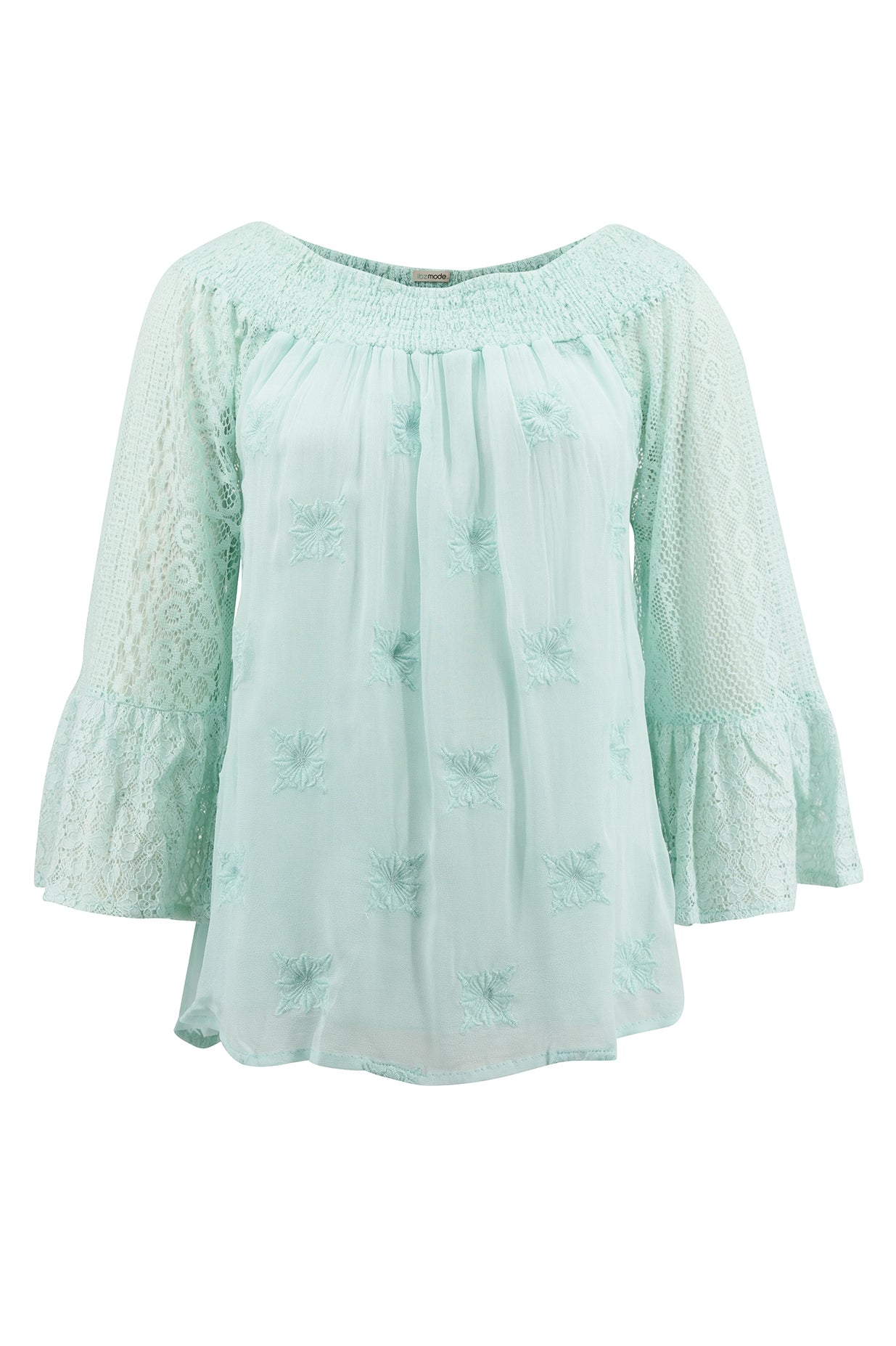 Bohemian blouse in mint van ibzmode, Brands of Ibiza