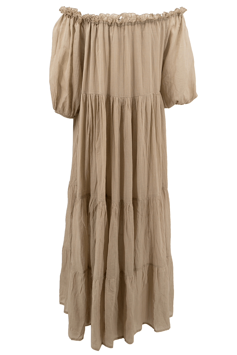 Bohemian jurk in taupe van ibzmode, Brands of Ibiza