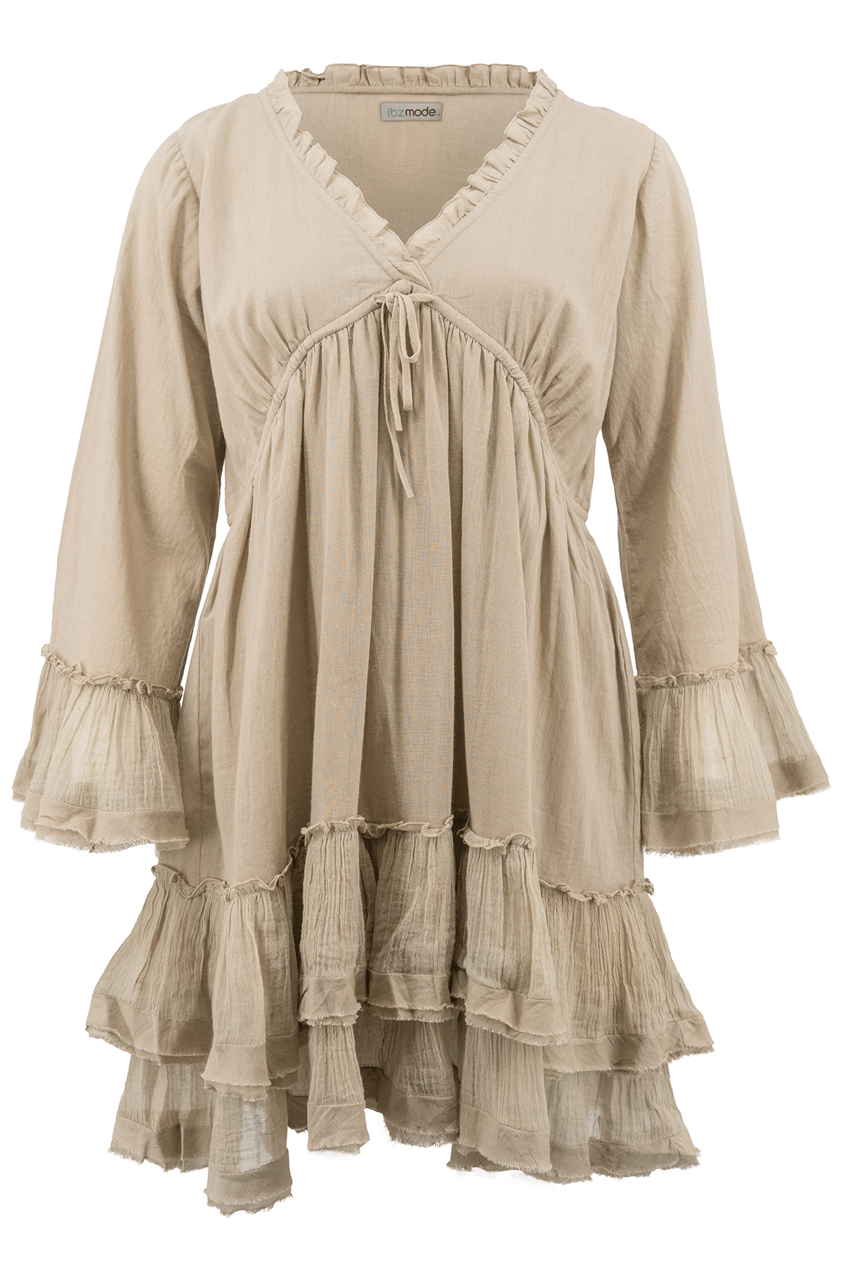 Bohemian jurk in taupe van ibzmode, Brands of Ibiza