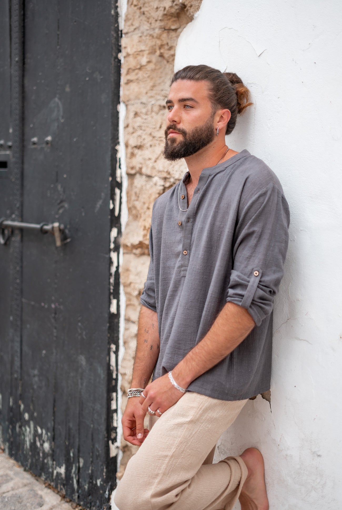 Bohemian blouse in anthracite van ibzmode, Brands of Ibiza