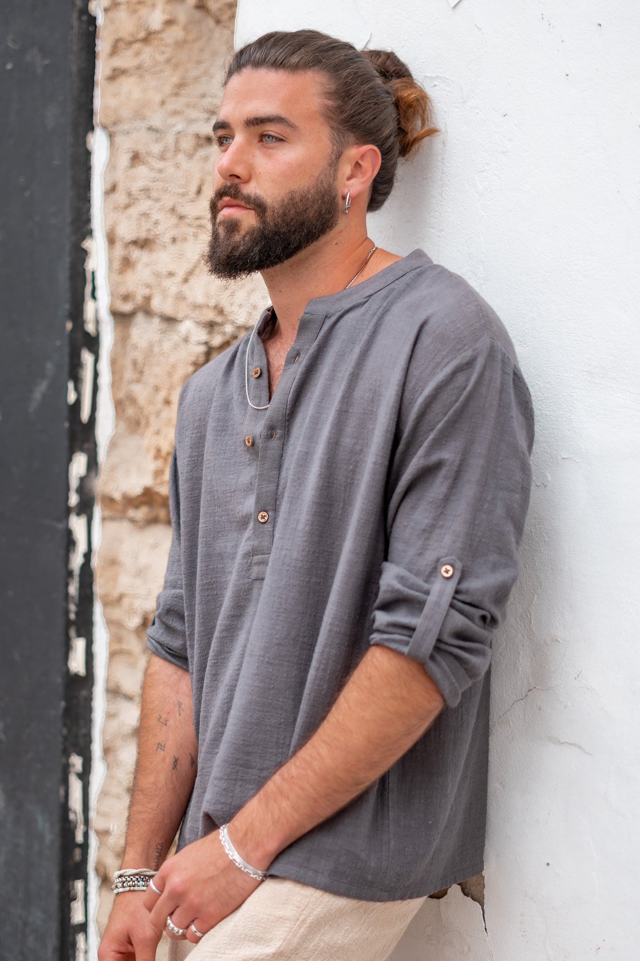 Bohemian blouse in anthracite van ibzmode, Brands of Ibiza