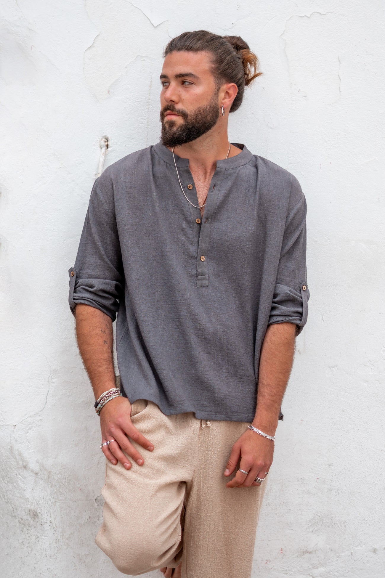 Bohemian blouse in anthracite van ibzmode, Brands of Ibiza