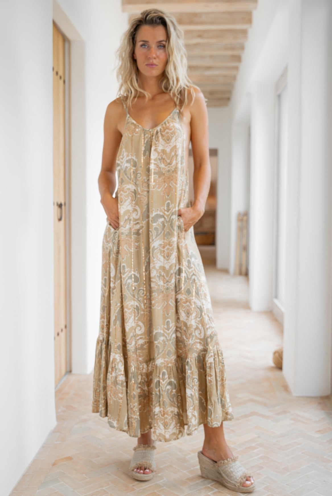 Bohemian jurk in khaki van ibzmode, Brands of Ibiza