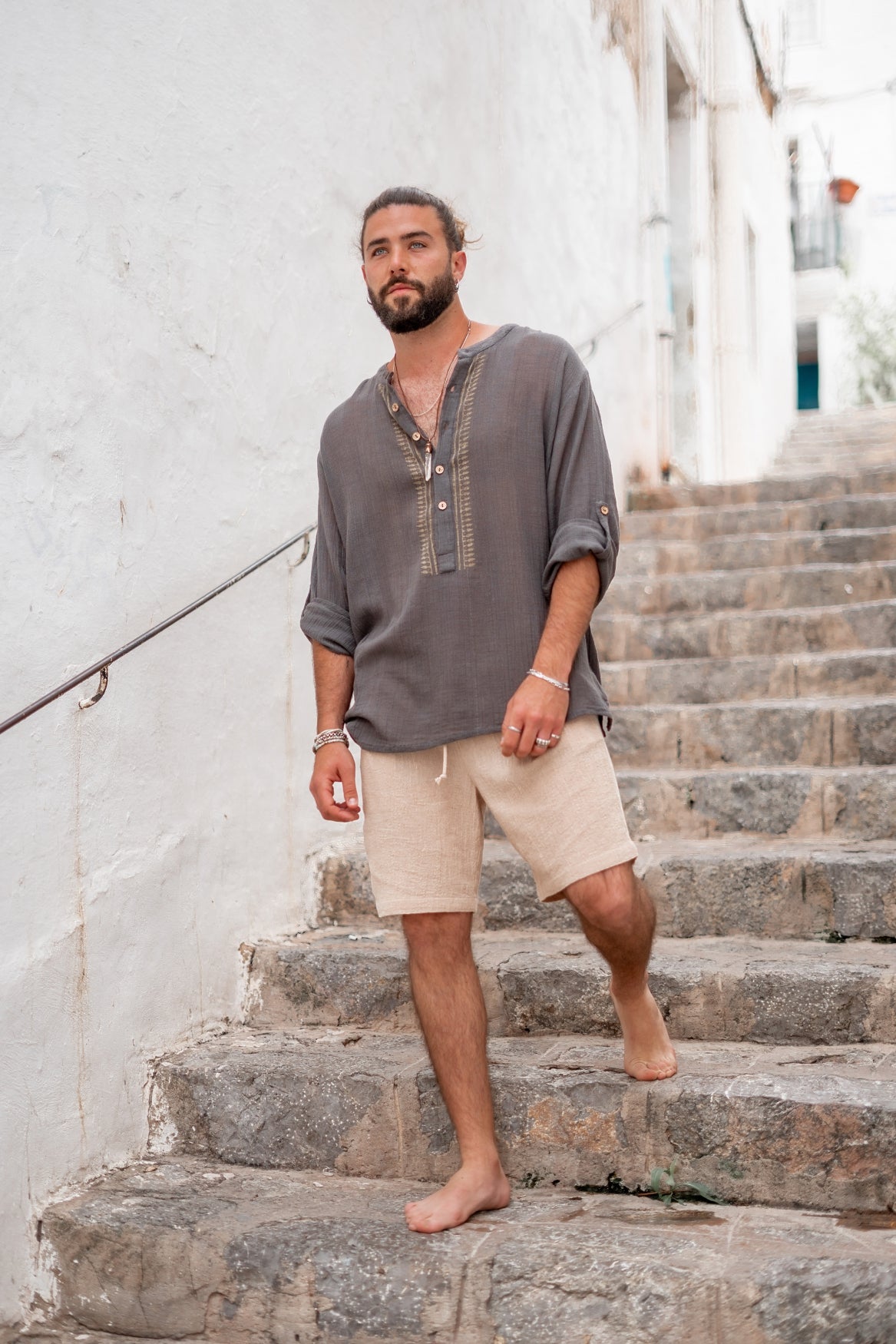 Bohemian blouse in anthracite van ibzmode, Brands of Ibiza