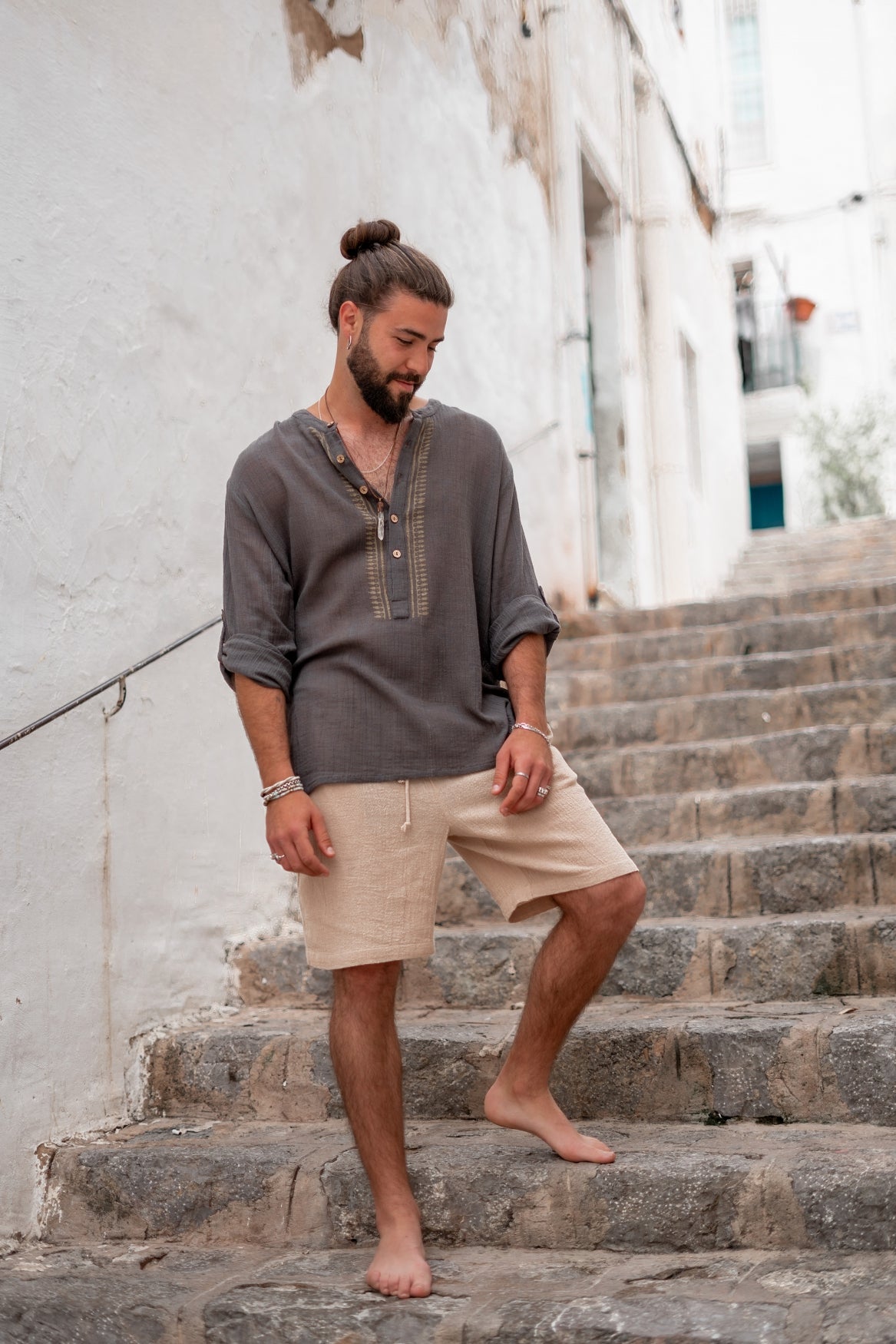 Bohemian blouse in anthracite van ibzmode, Brands of Ibiza