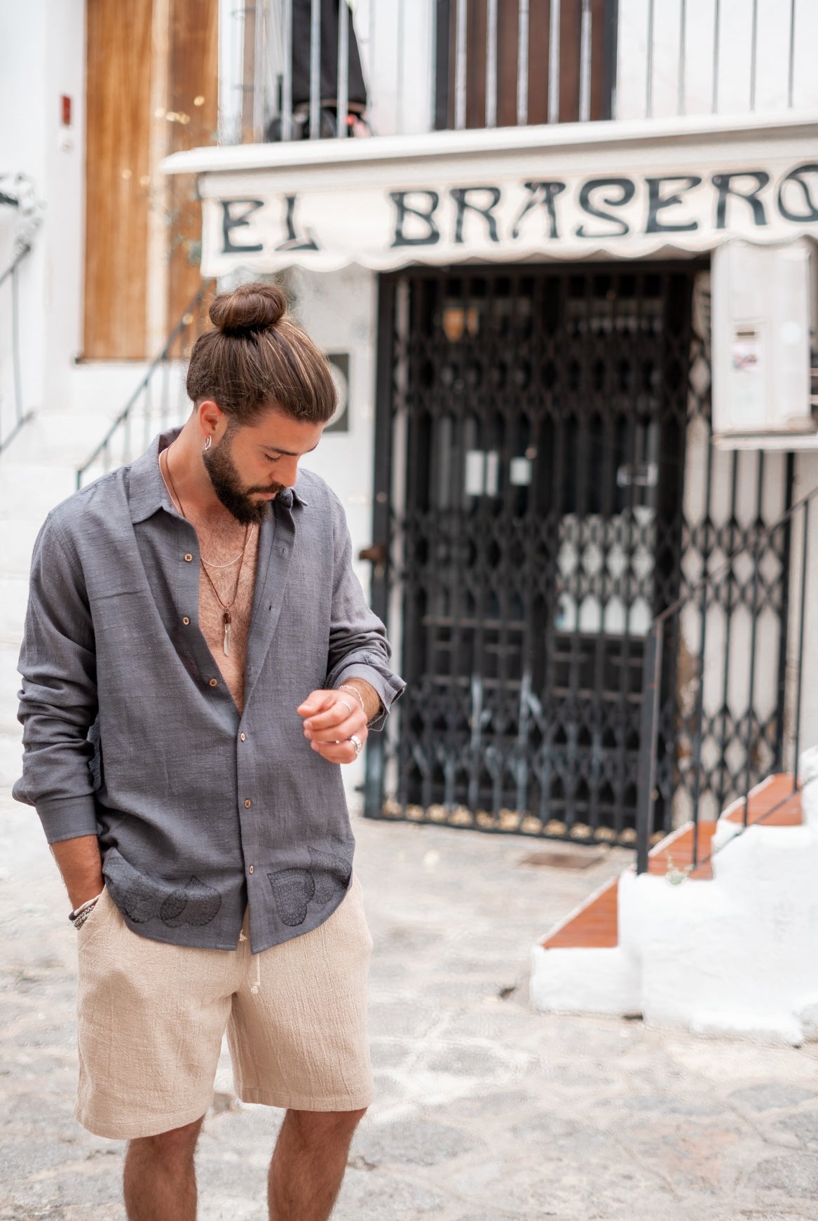 Bohemian blouse in anthracite van ibzmode, Brands of Ibiza