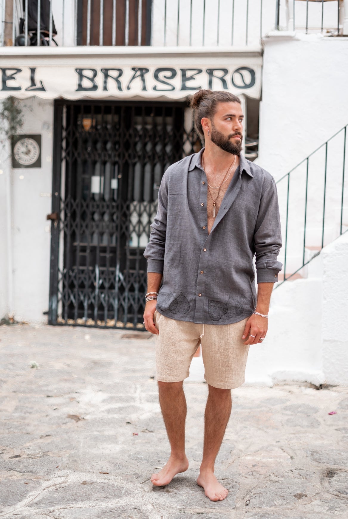 Bohemian blouse in anthracite van ibzmode, Brands of Ibiza