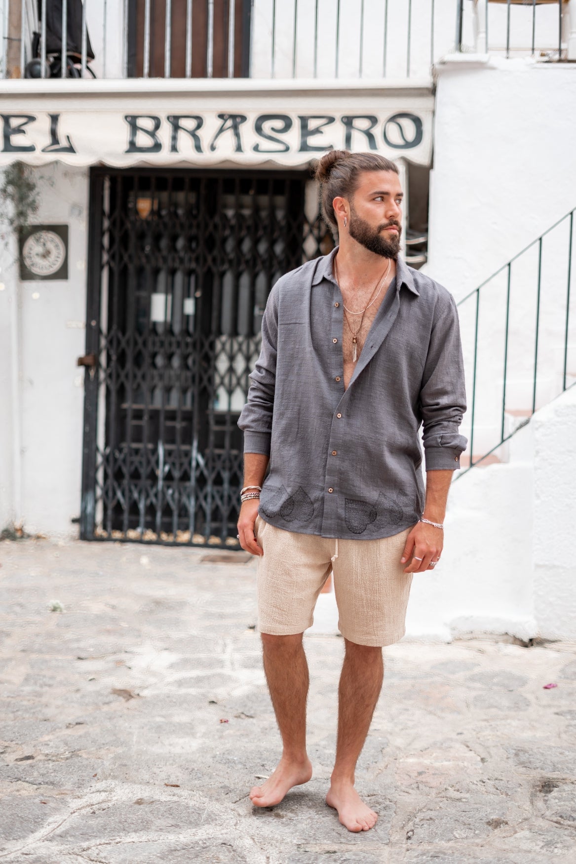 Bohemian blouse in anthracite van ibzmode, Brands of Ibiza