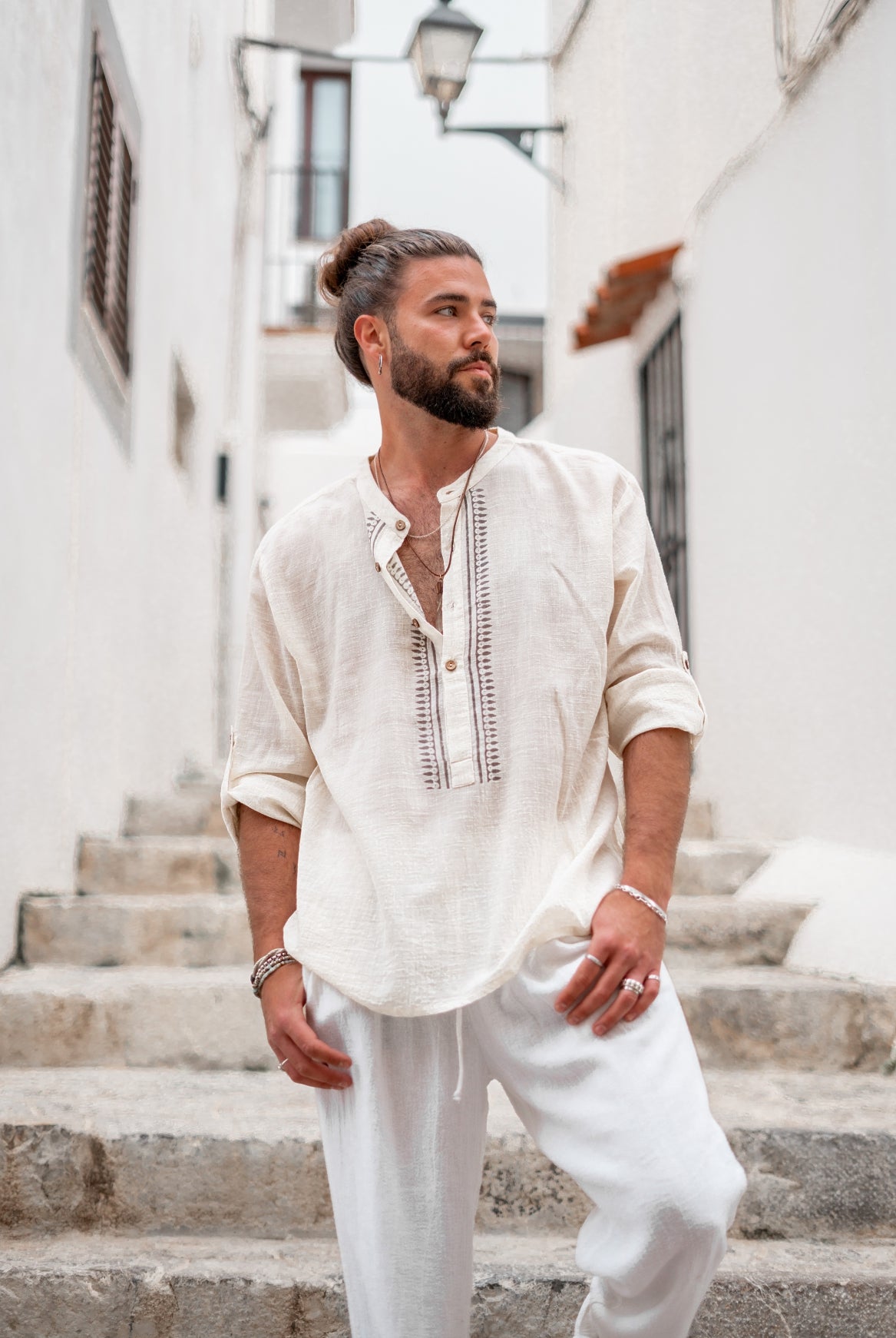 Blusa de estilo bohemio en color beige de ibzmode, Brands of Ibiza