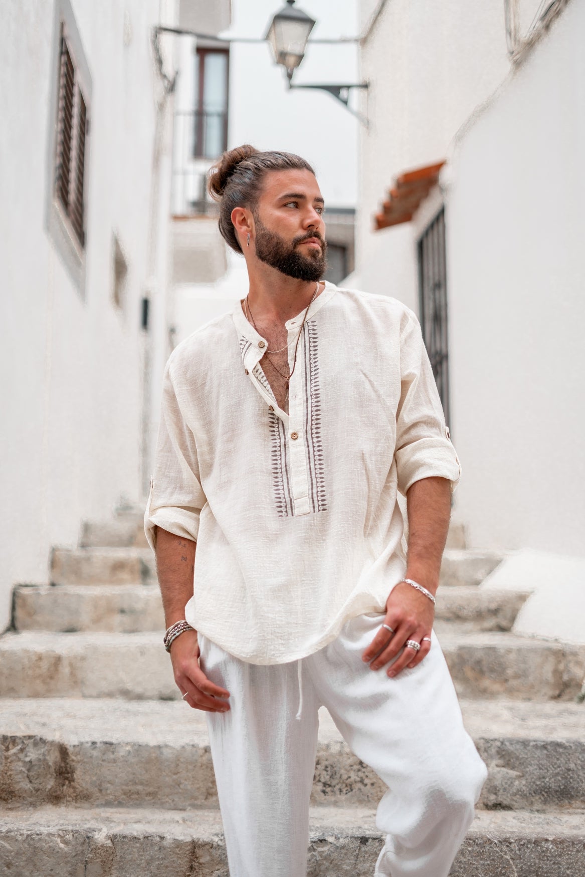 Blouse bohème beige de la marque ibzmode, Brands of Ibiza