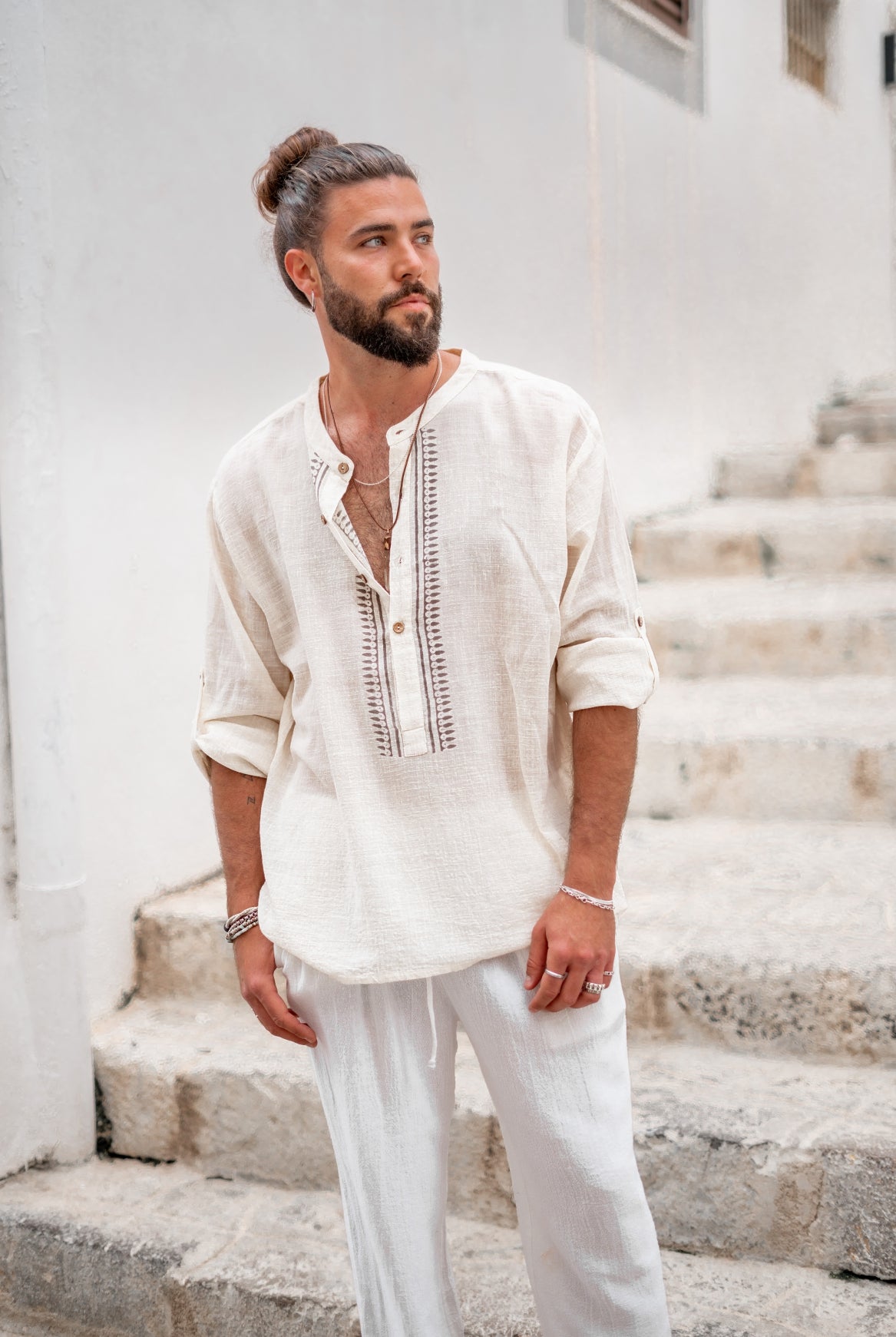 Blusa de estilo bohemio en color beige de ibzmode, Brands of Ibiza