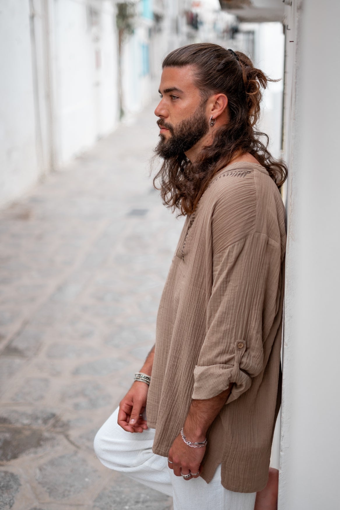 Bohemian blouse in taupe from ibzmode, Brands of Ibiza