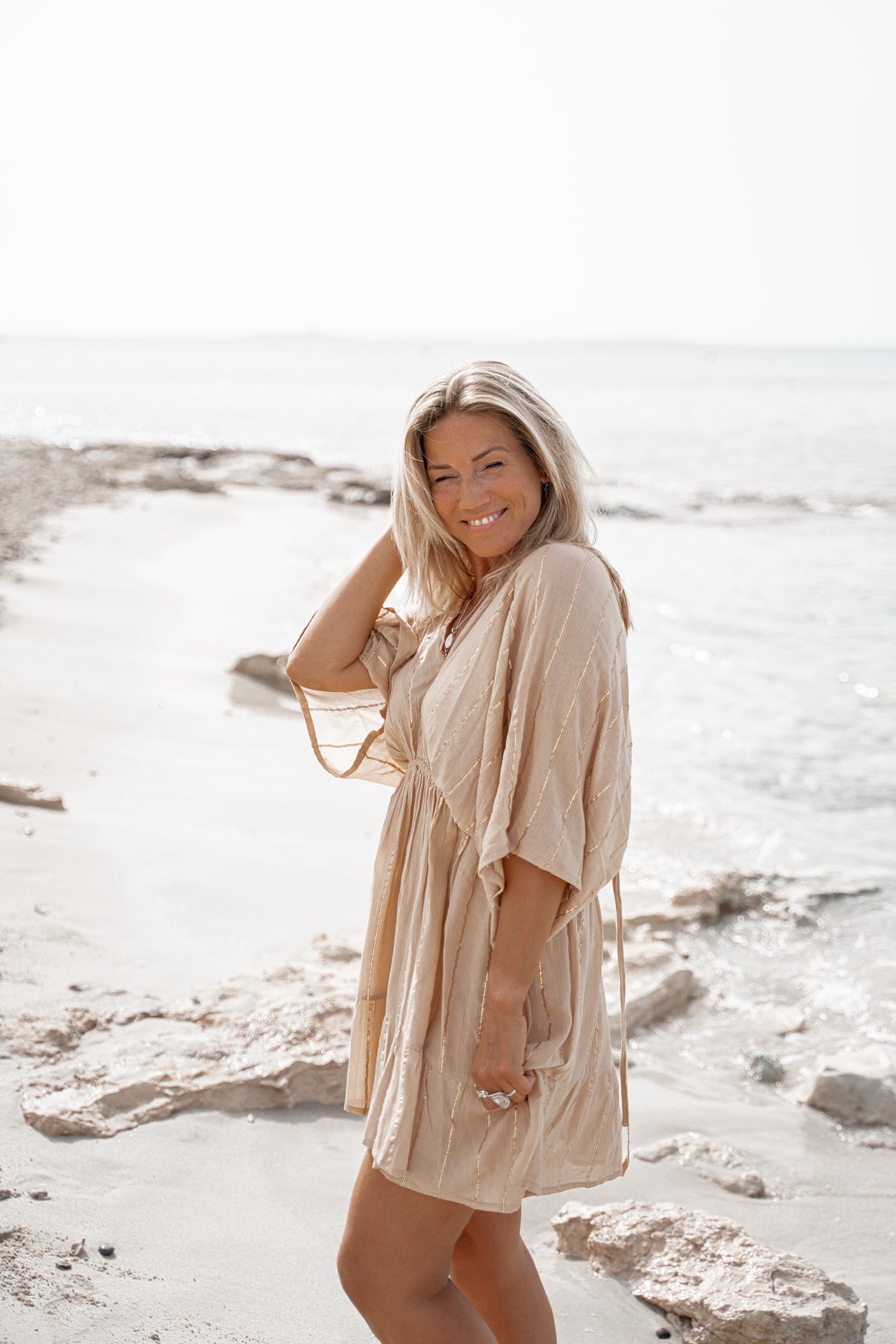 Vestido bohemio en color arena de ibzmode, Brands of Ibiza