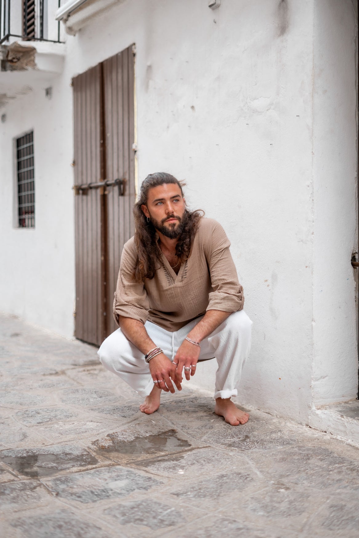 Bohemian blouse in taupe from ibzmode, Brands of Ibiza