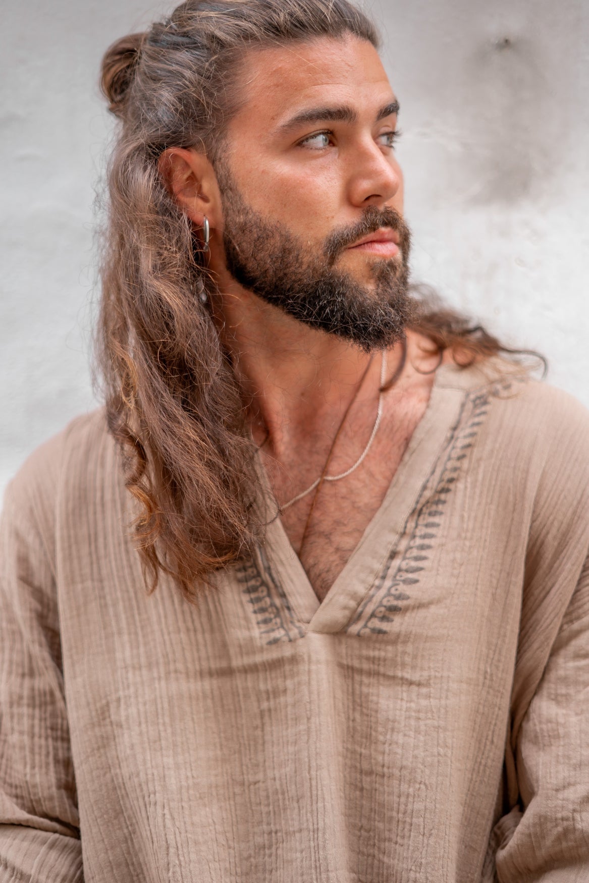 Bohemian blouse in taupe from ibzmode, Brands of Ibiza