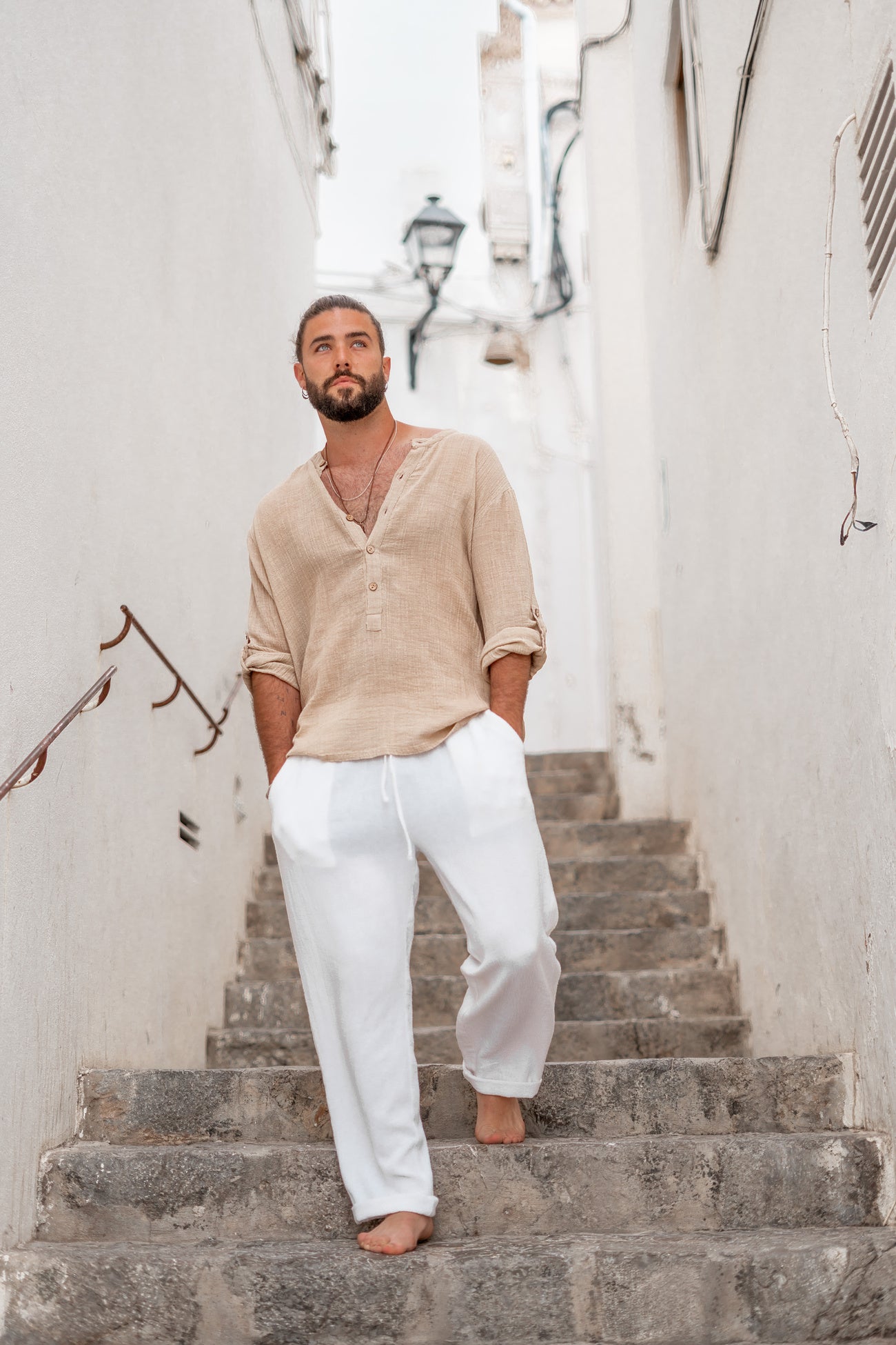 Bohemian blouse in sand van ibzmode, Brands of Ibiza