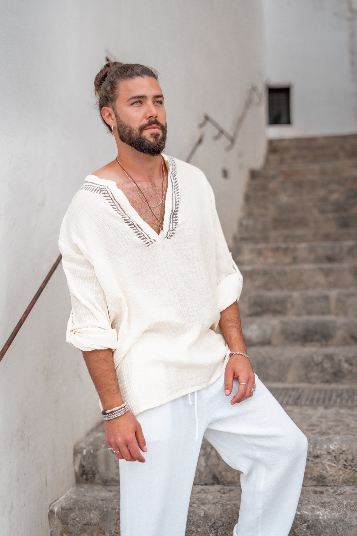 Bohemian blouse in ecru van ibzmode, Brands of Ibiza