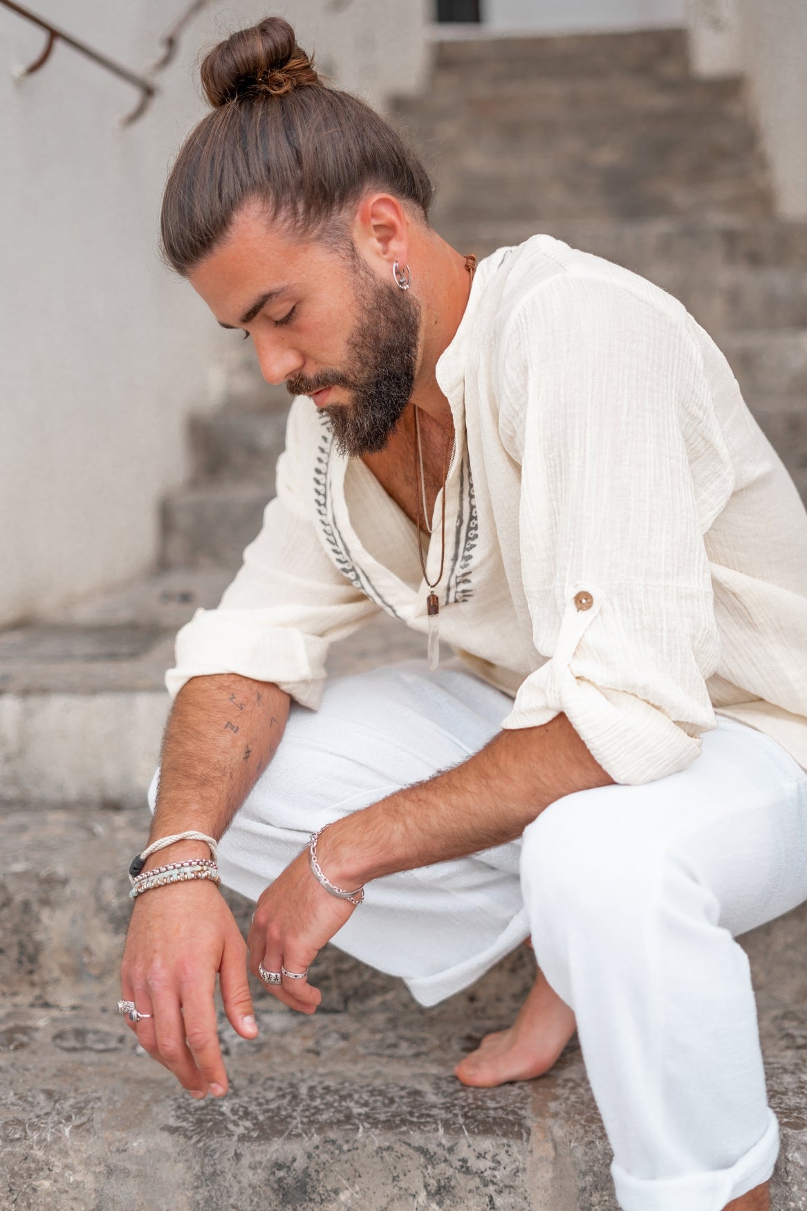 Bohemian blouse in ecru van ibzmode, Brands of Ibiza