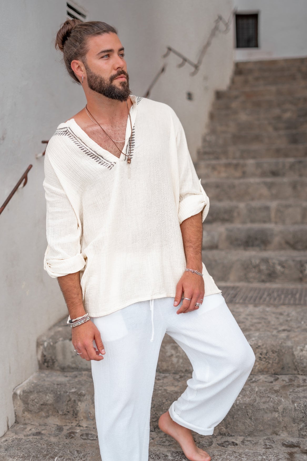 Bohemian blouse in ecru van ibzmode, Brands of Ibiza