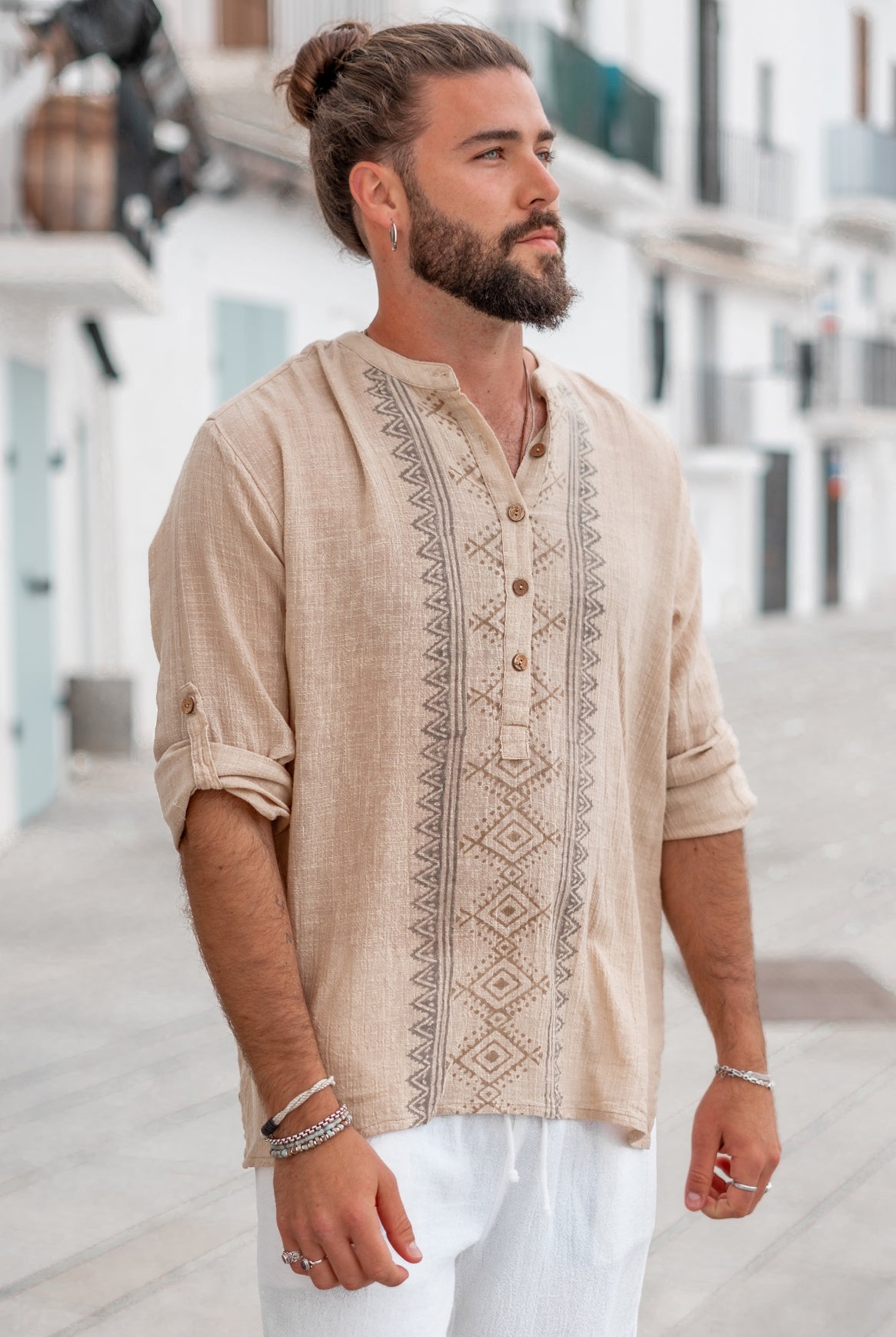 Bohemian blouse in sand van ibzmode, Brands of Ibiza