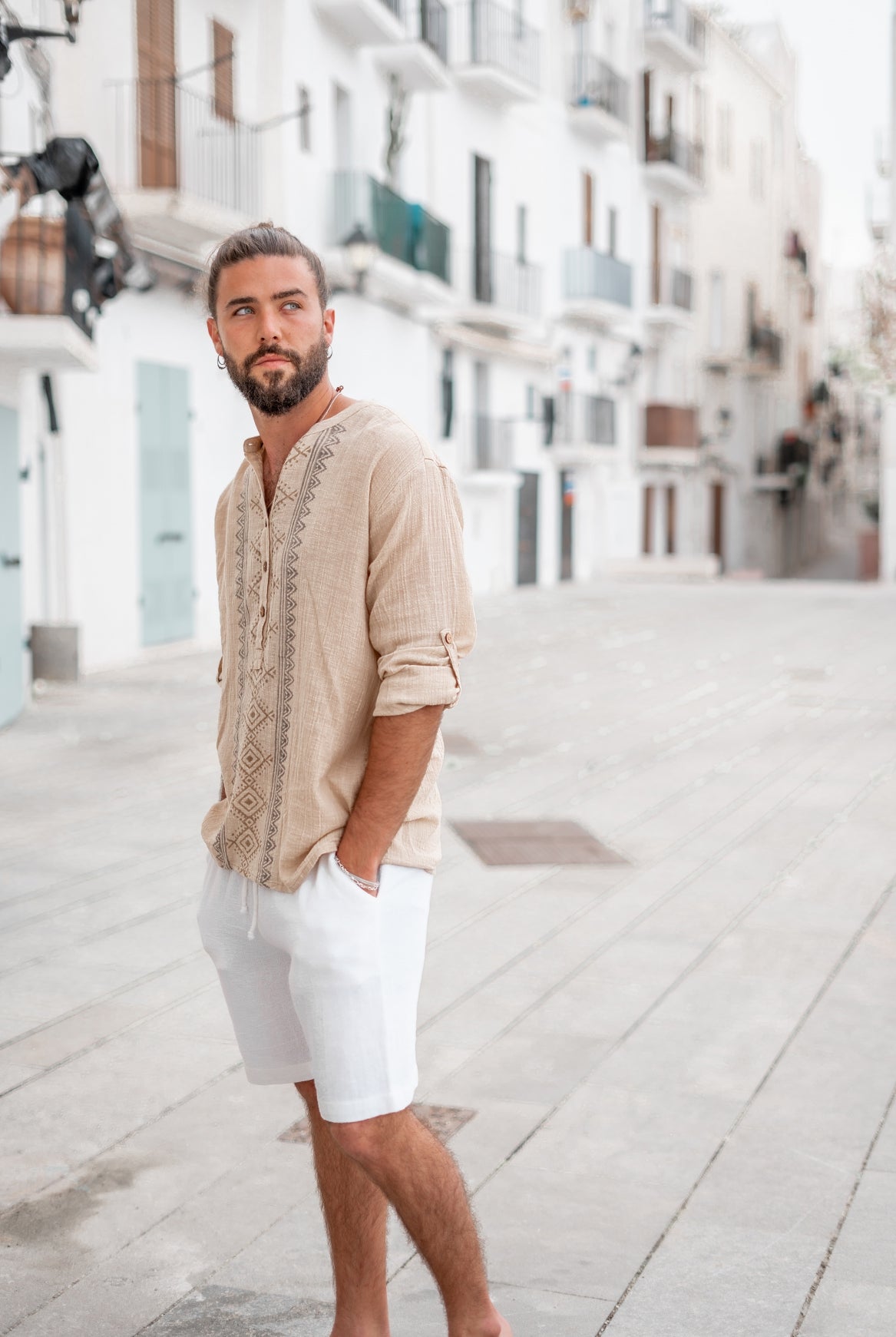 Bohemian blouse in sand van ibzmode, Brands of Ibiza