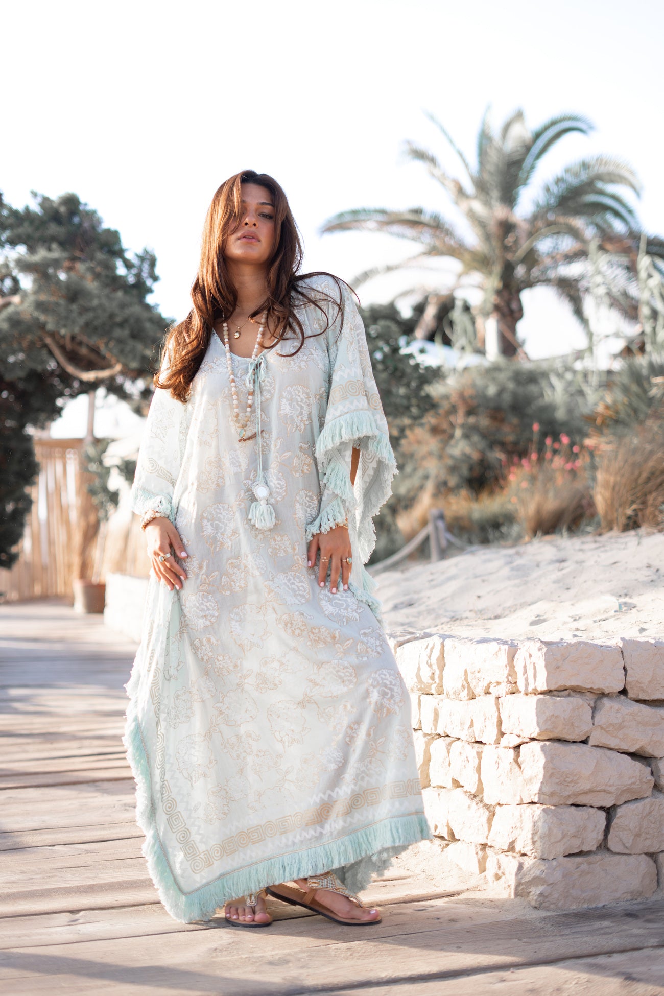 Ibzmode Long Kaftan Vayla Lumira Baby Blue luxury beach kaftan