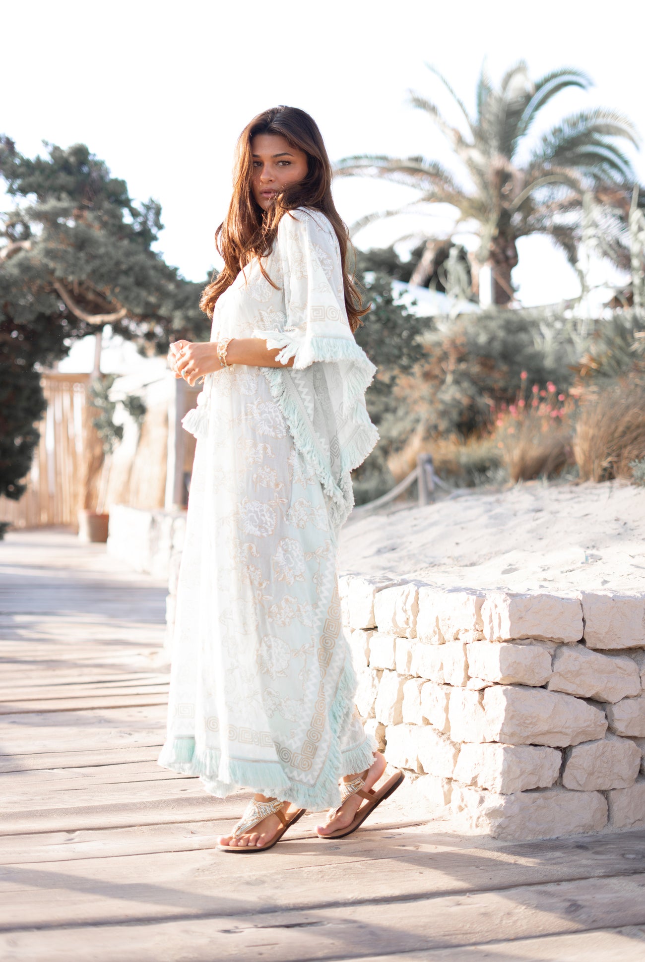 Ibzmode Long Kaftan Vayla Lumira Baby Blue luxury beach kaftan