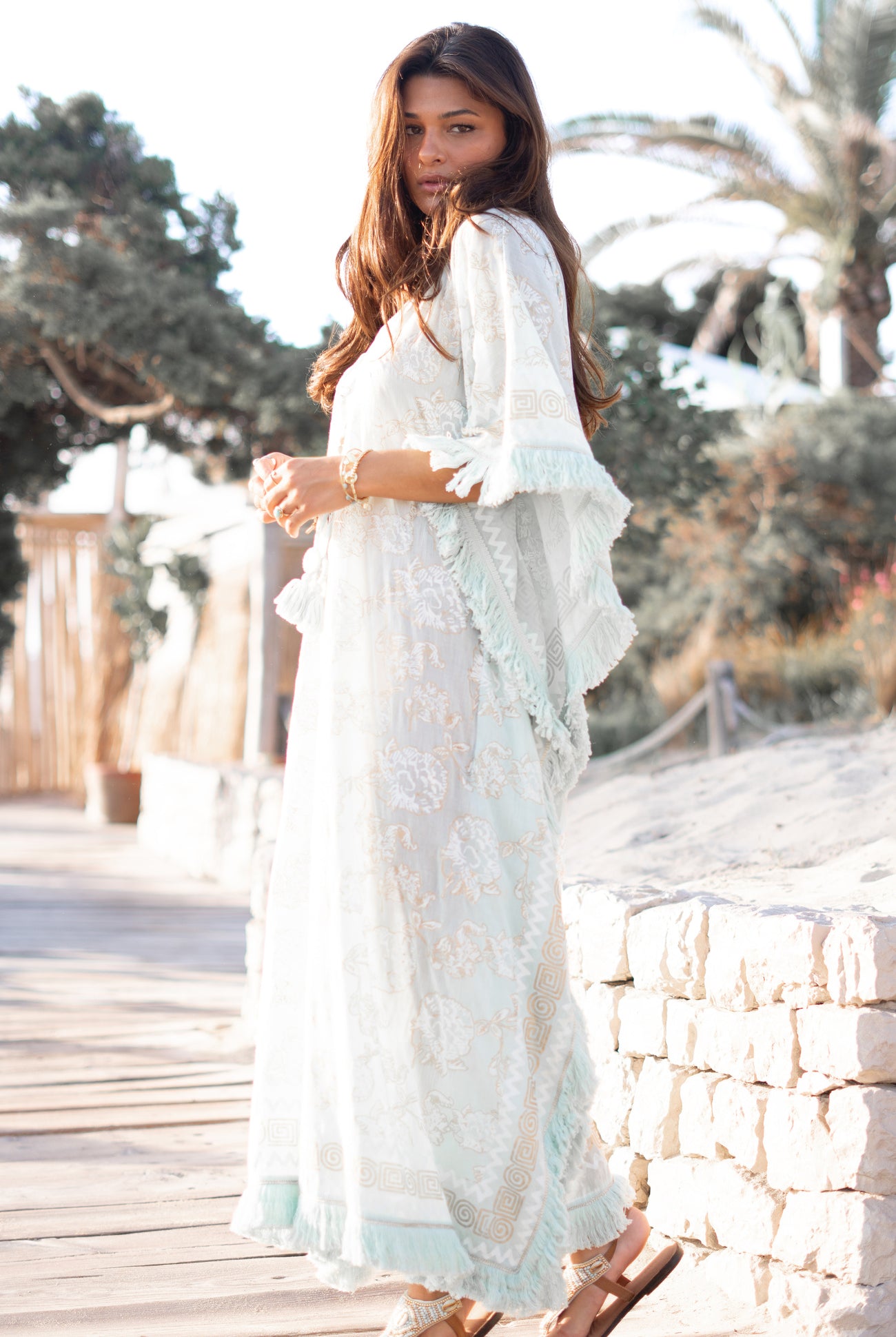 Ibzmode Long Kaftan Vayla Lumira Baby Blue luxury beach kaftan