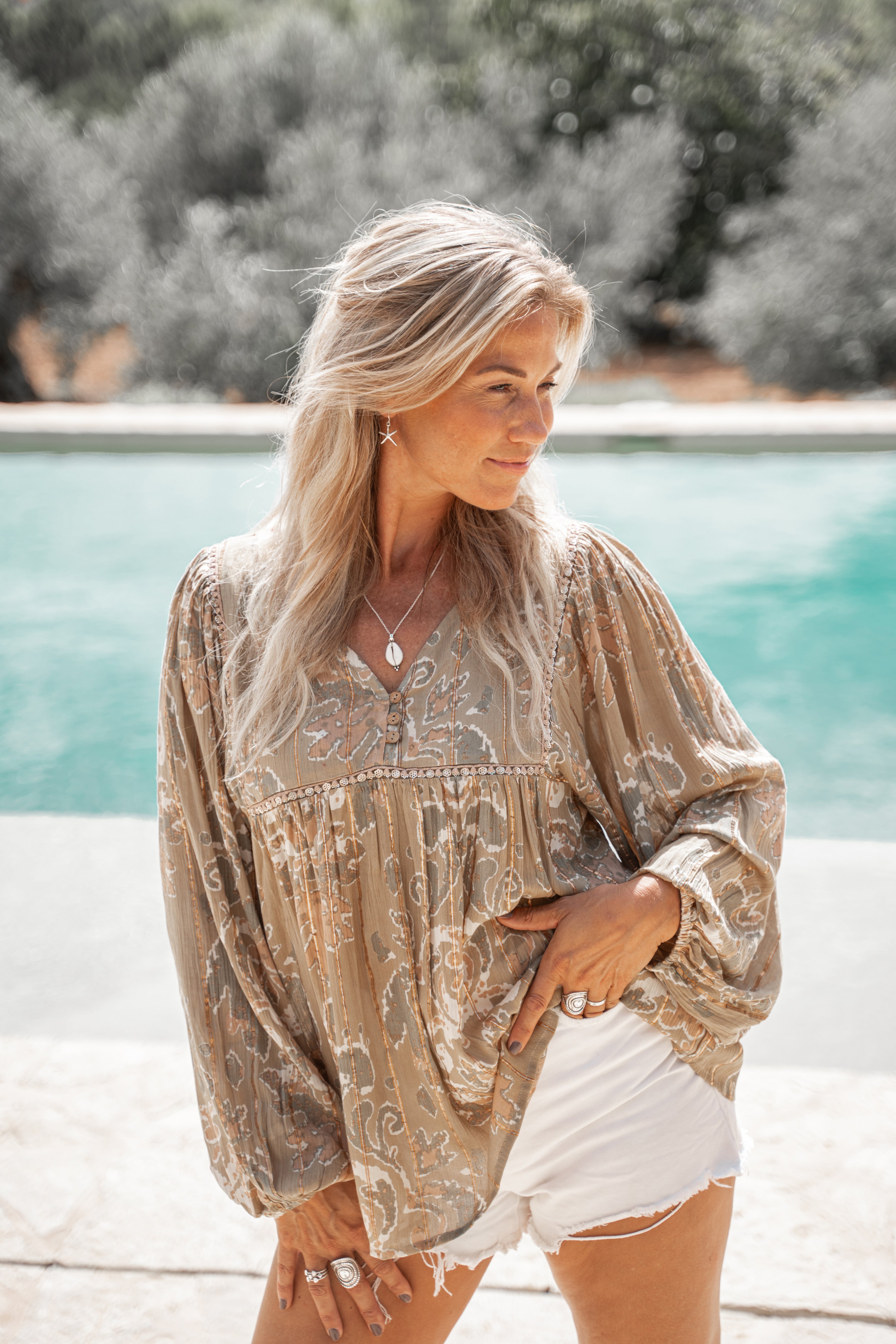 Bohemian rok in khaki van ibzmode, Brands of Ibiza