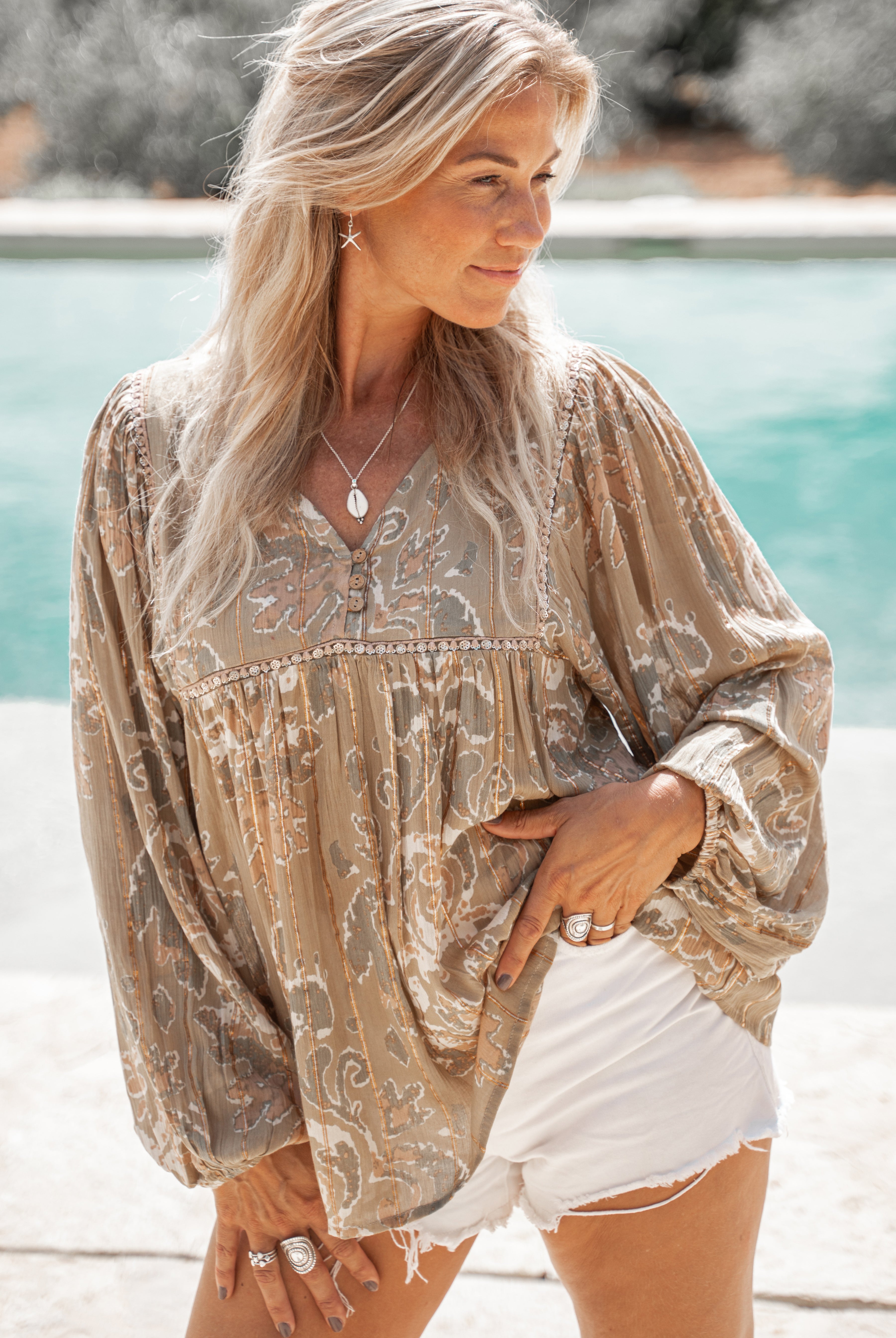 Falda bohemia en caqui de ibzmode, Marcas de Ibiza