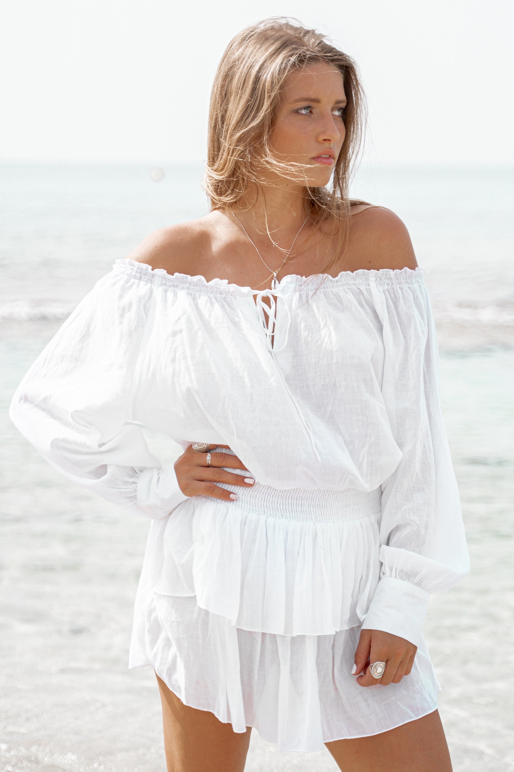 Bohemian jurk in ivory van ibzmode, Brands of Ibiza