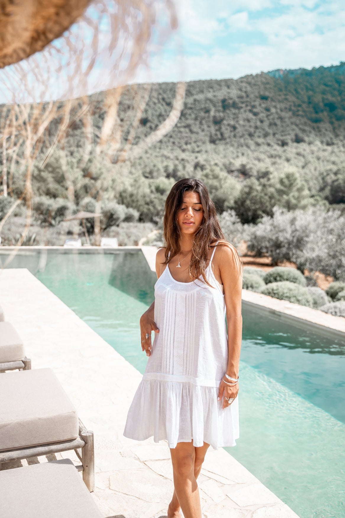Bohemian jurk in white van ibzmode, Brands of Ibiza