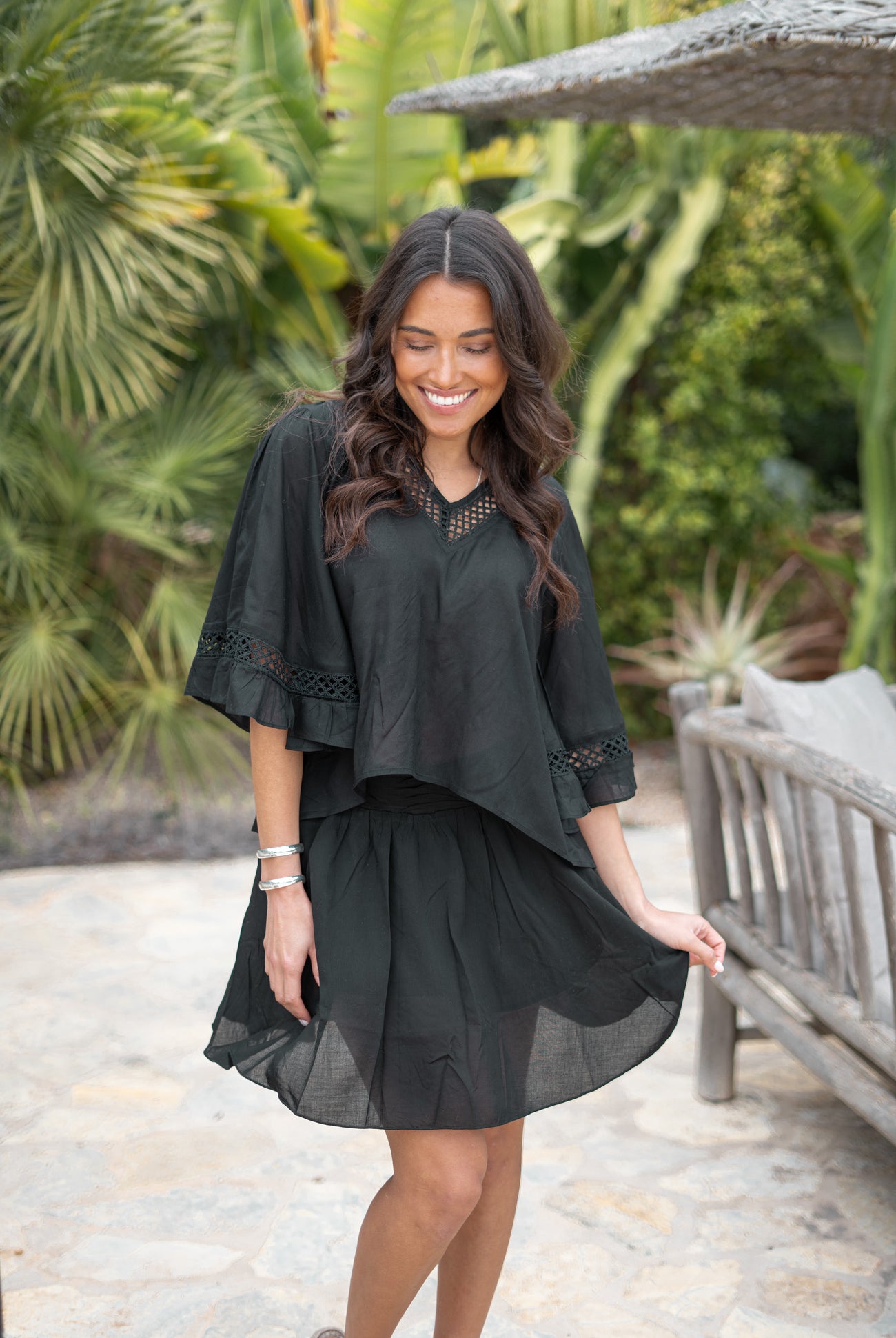 Bohemian top in black van ibzmode, Brands of Ibiza