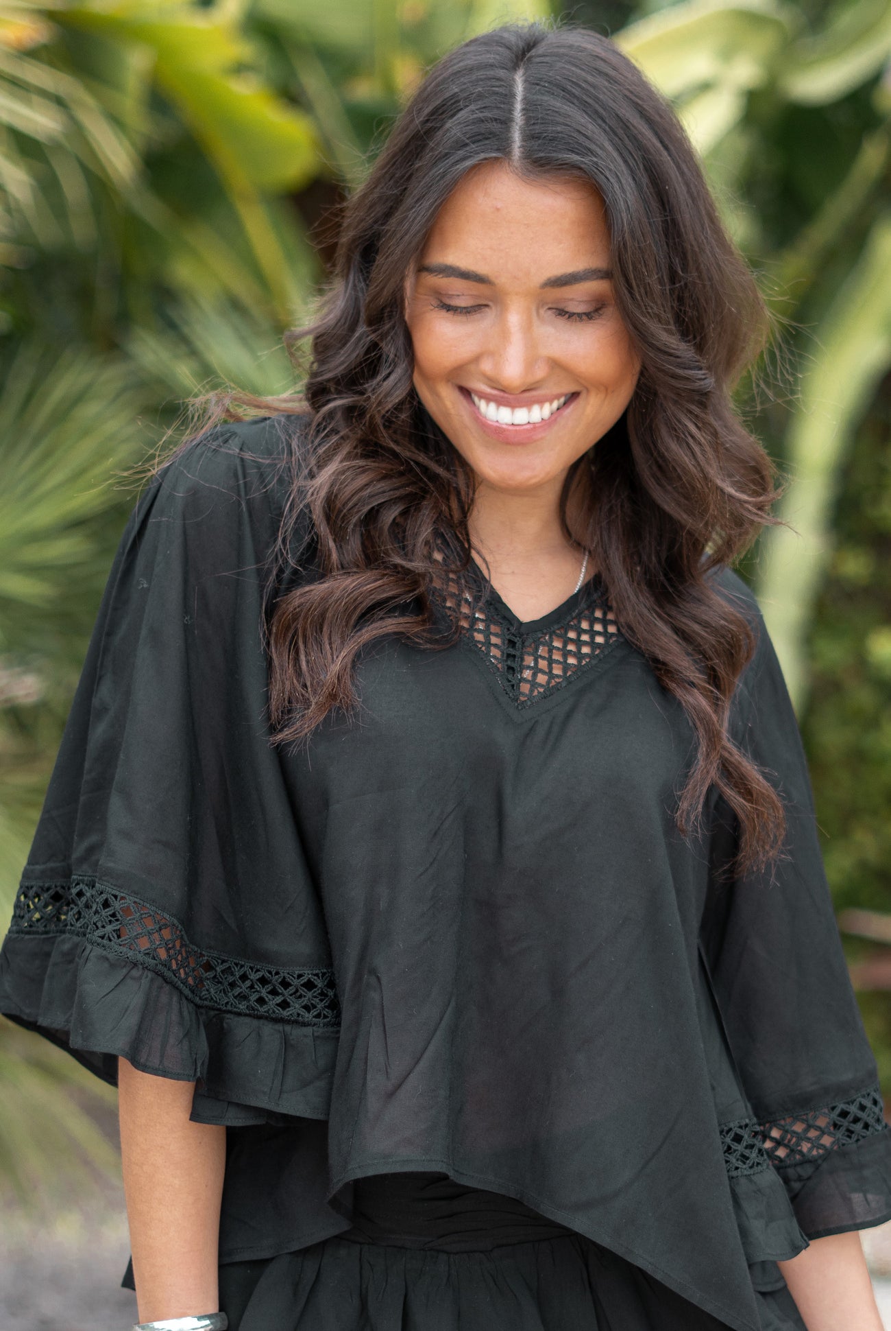 Bohemian top in black van ibzmode, Brands of Ibiza