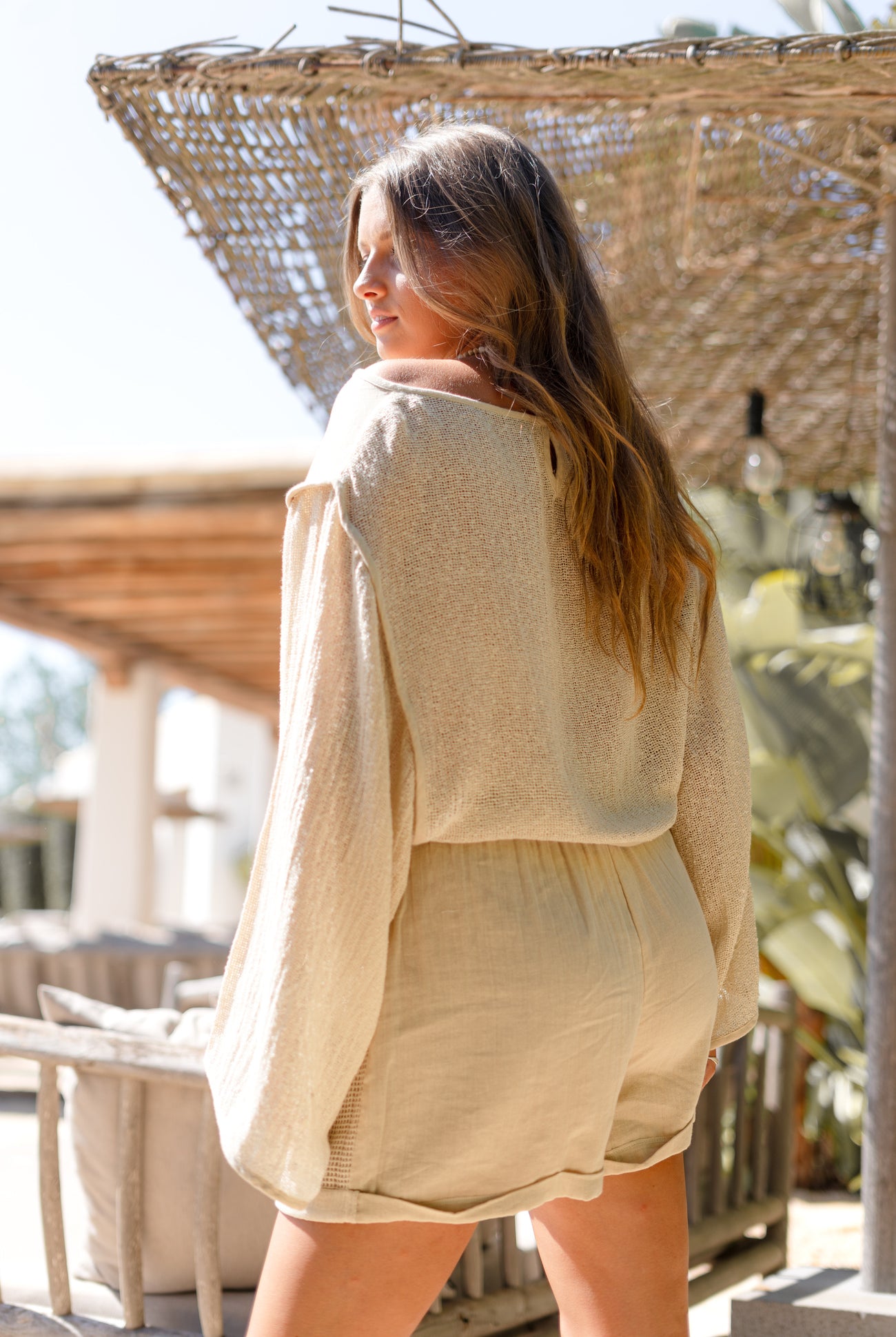 Ibizamode beige cotton cami and shorts set from Timeless Resort