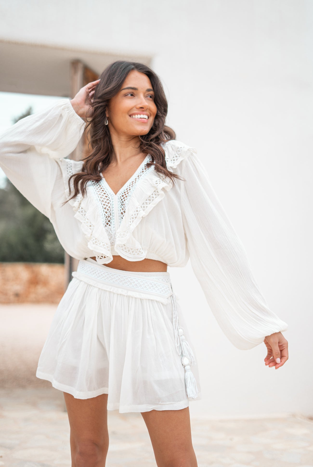 Bohemian top in ivory van ibzmode, Brands of Ibiza